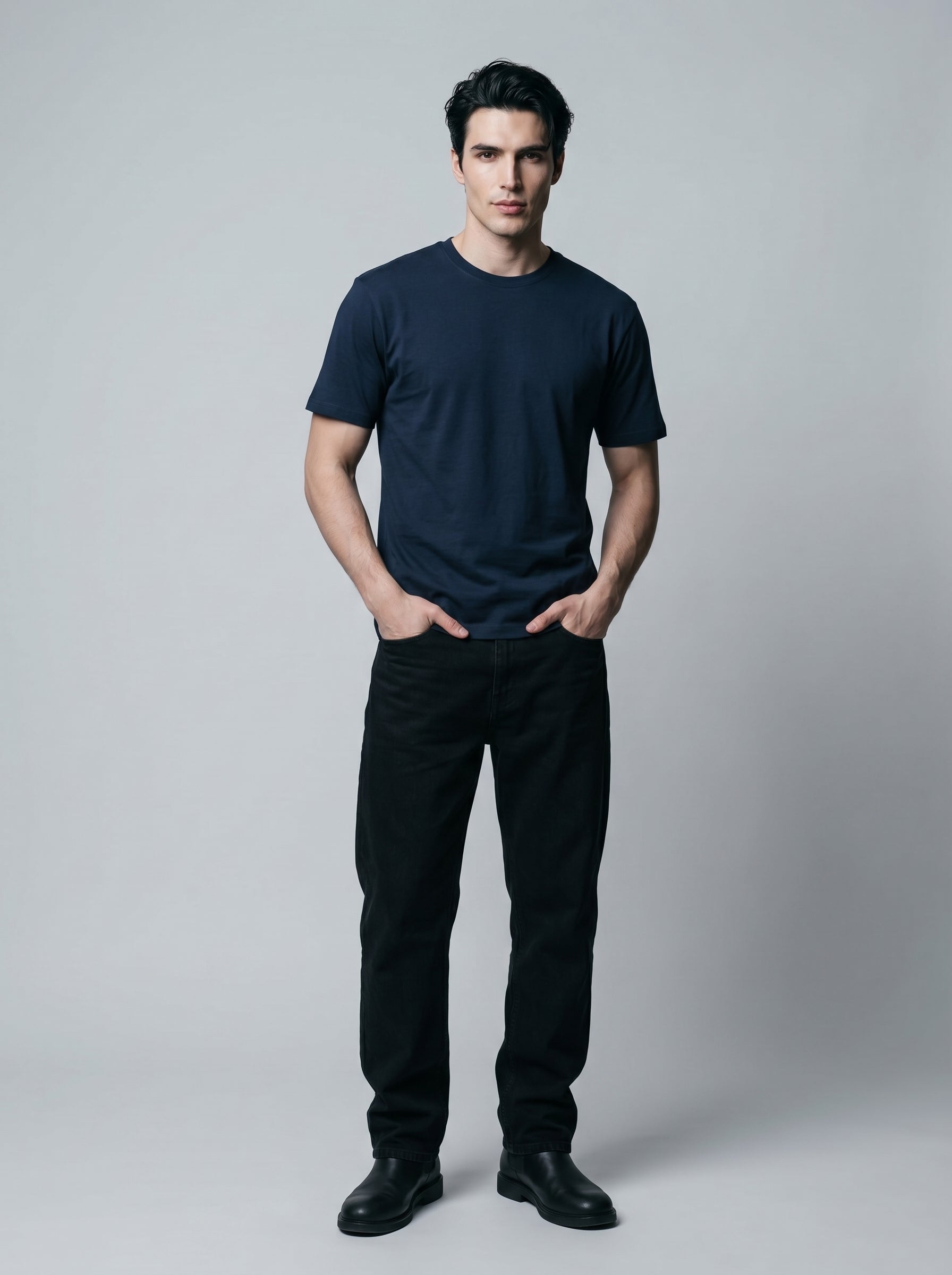 Essential Navy Blue Cotton T-Shirt - Regular Fit