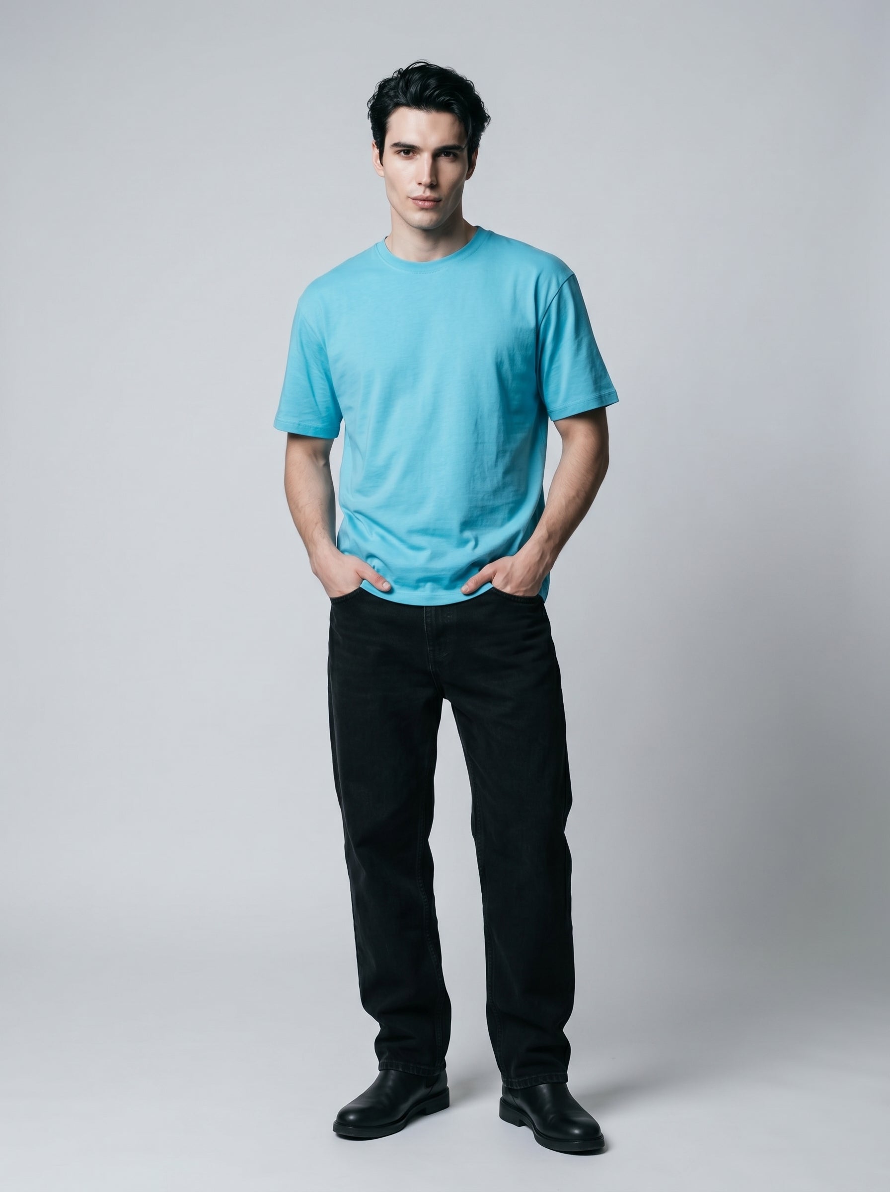 Essential Sky Blue Cotton T-Shirt - Regular Fit