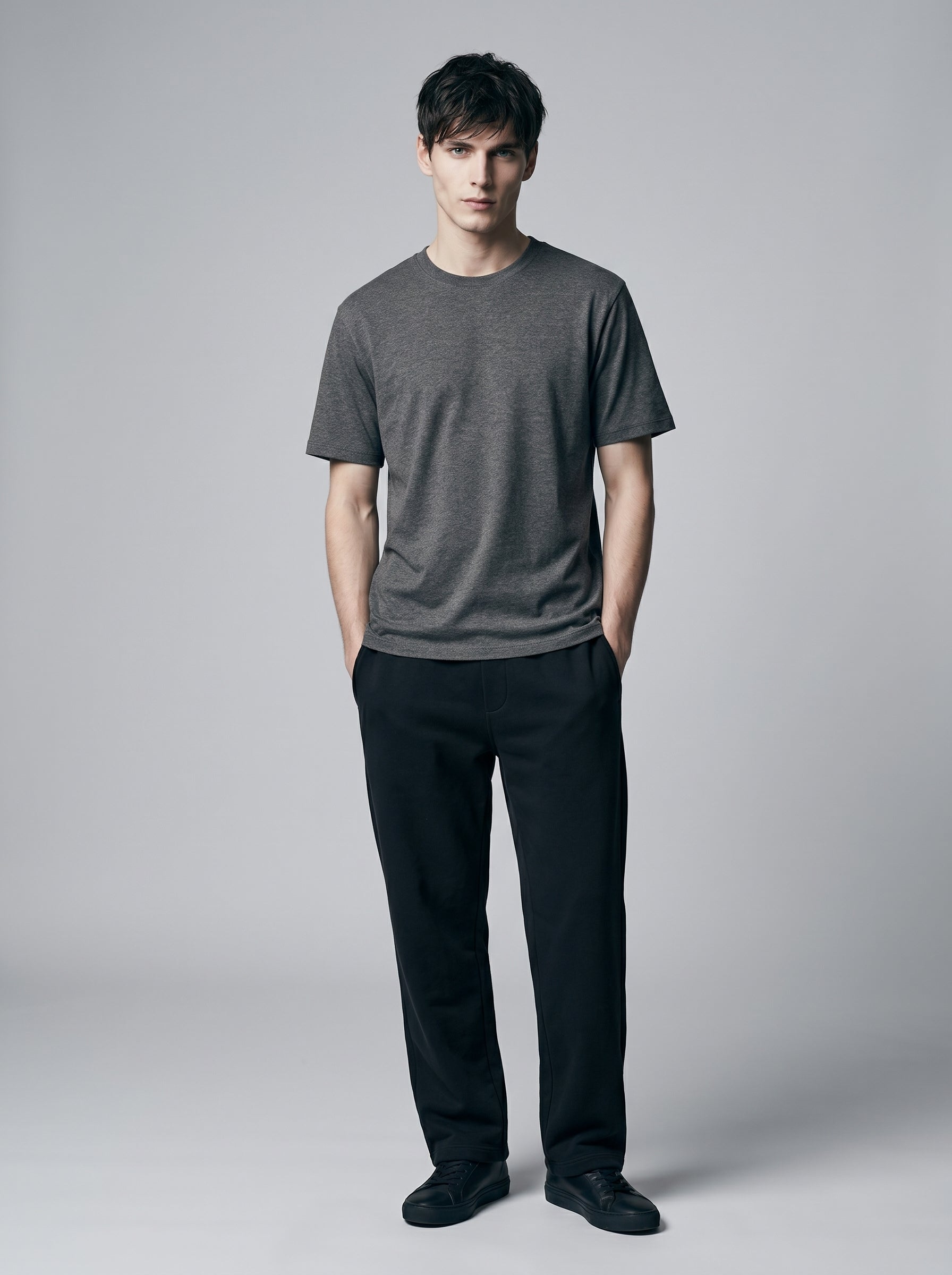 Essential Charcoal Melange Cotton T-Shirt - Regular Fit