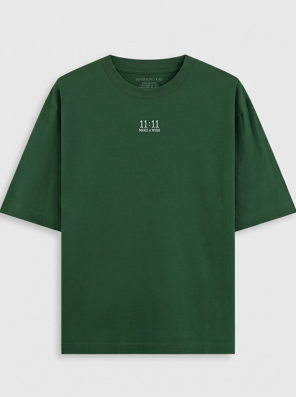 11:11 Make a Wish - Bottle Green Oversized T‑Shirt