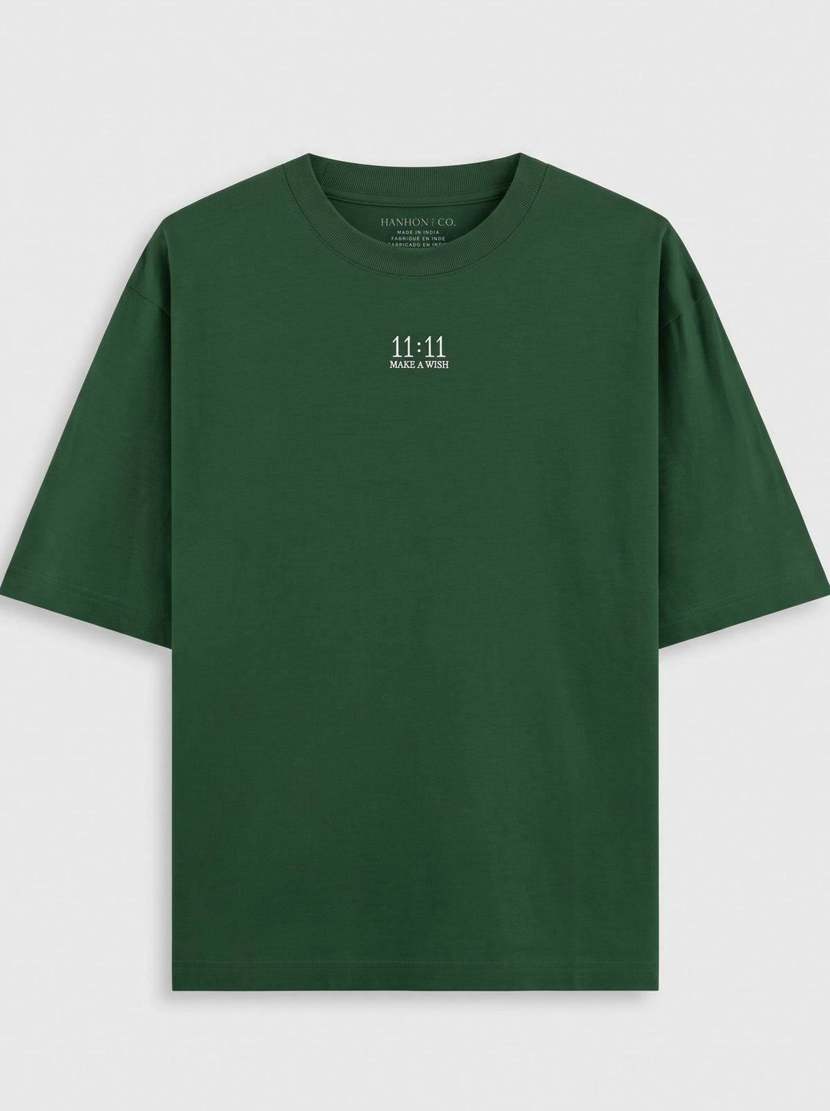 11:11 Make a Wish - Bottle Green Oversized T‑Shirt
