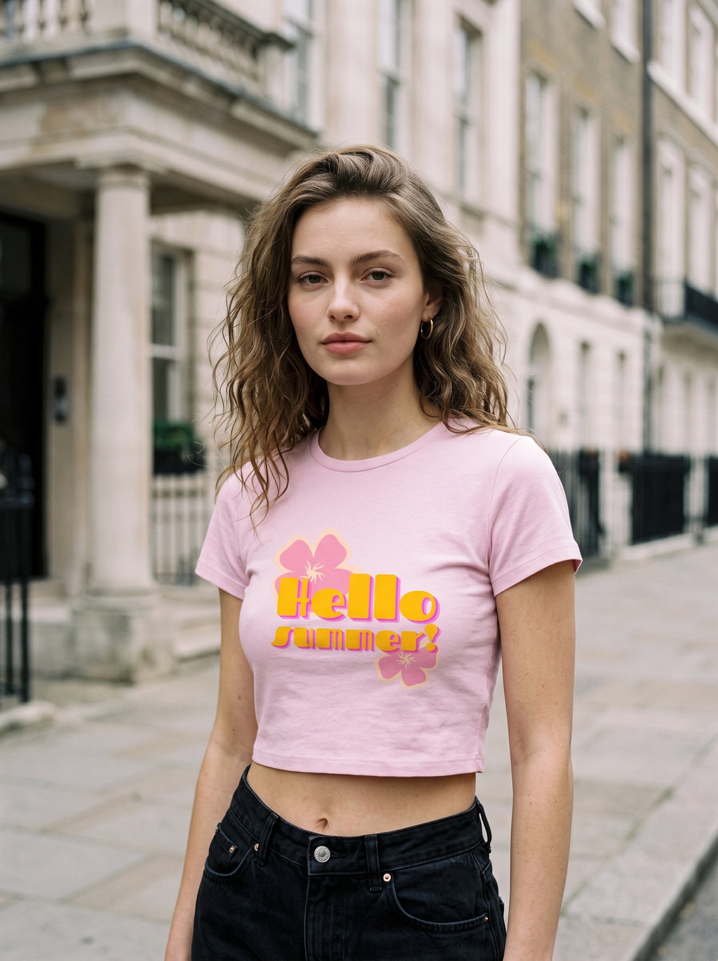 Hello Summer – Light Baby Pink Baby Tee
