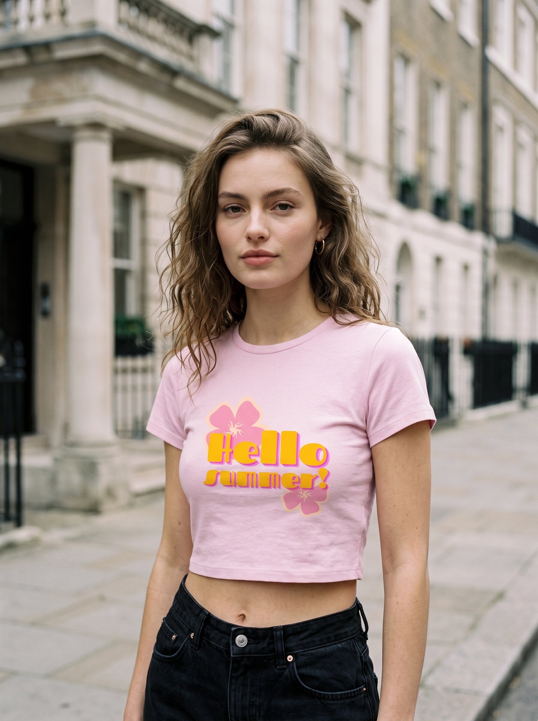 Hello Summer – Light Baby Pink Baby Tee