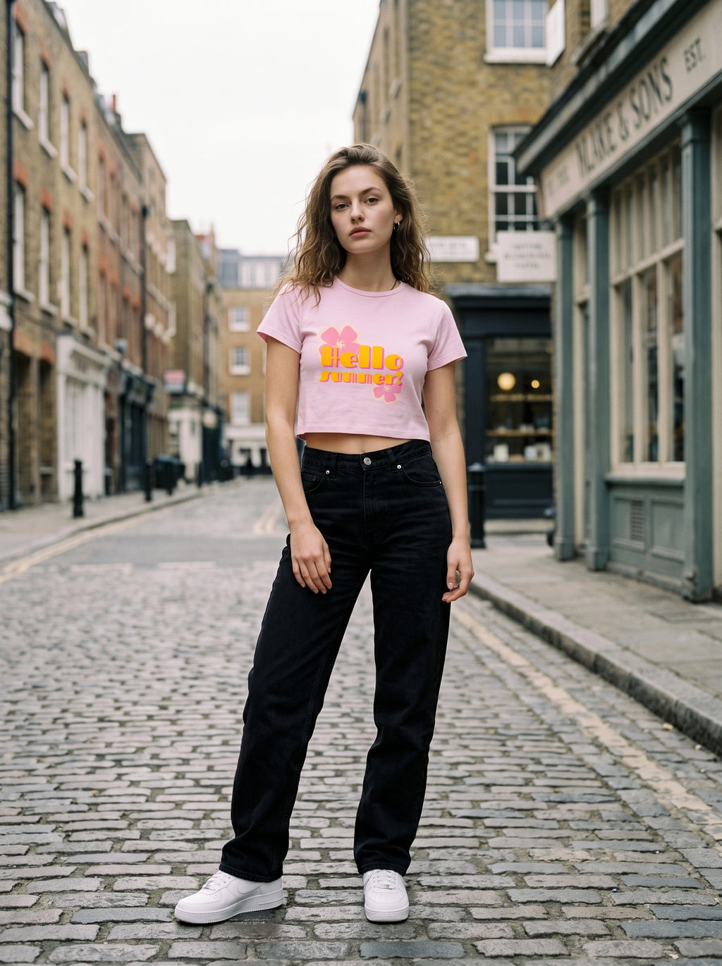 Hello Summer – Light Baby Pink Baby Tee