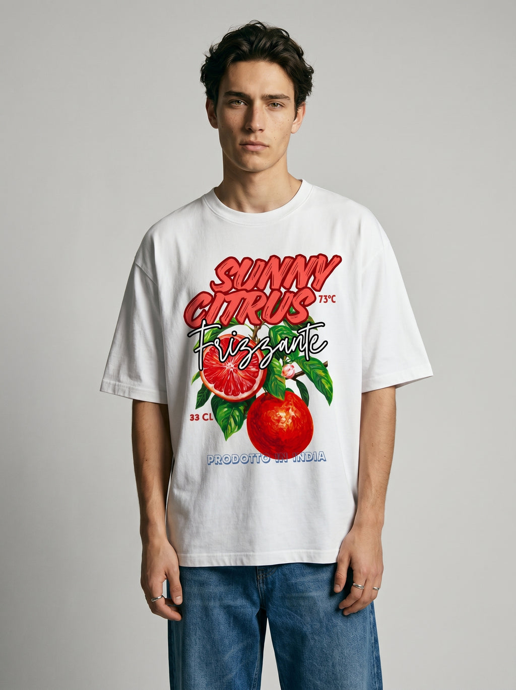 Sunny Citrus – White Oversized T-Shirt