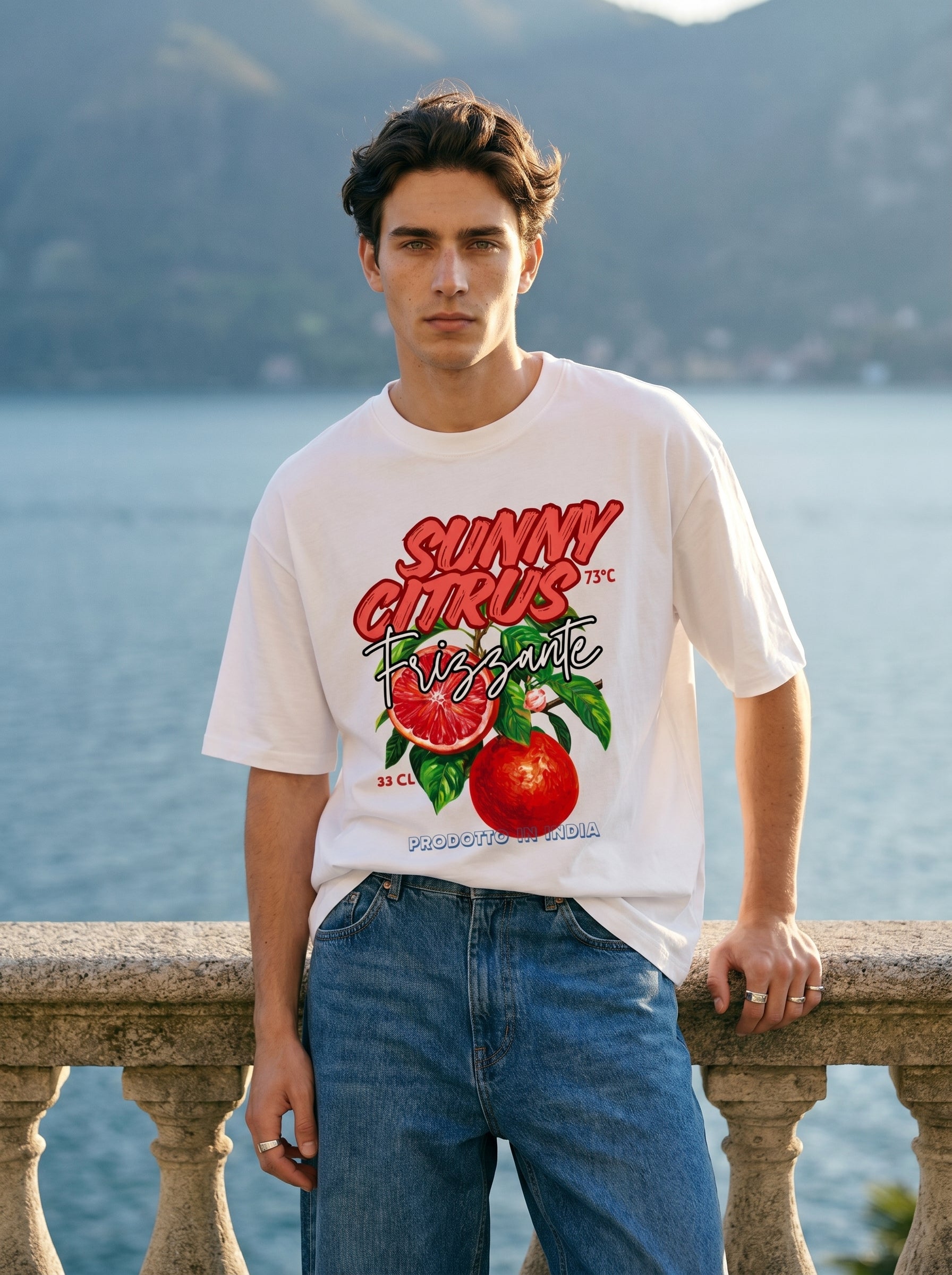 Sunny Citrus – White Oversized T-Shirt