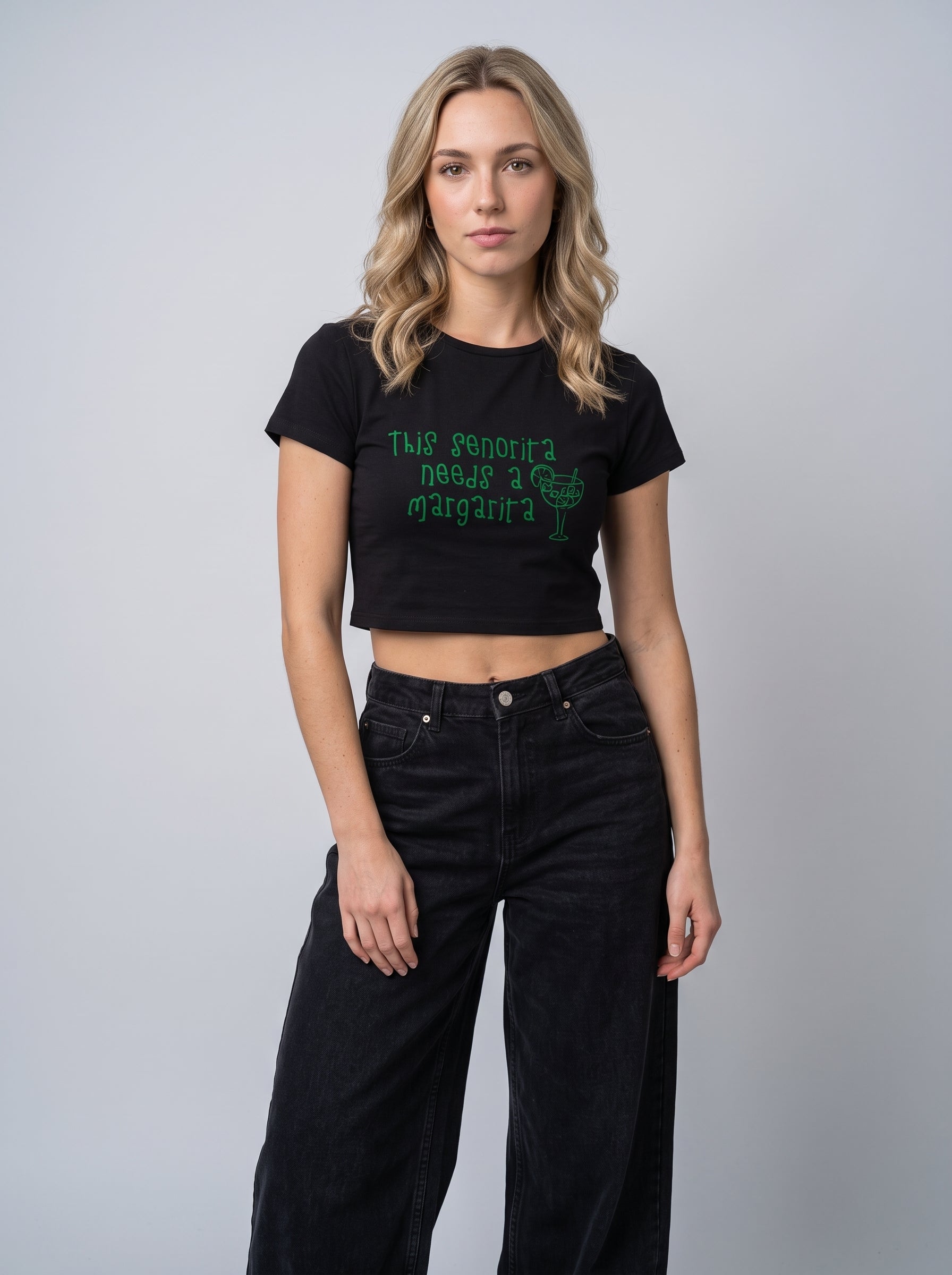 Senorita Needs a Margarita – Black Baby Tee