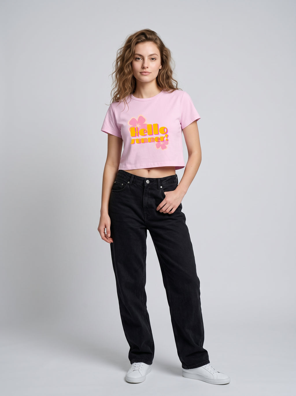 Hello Summer – Light Baby Pink Baby Tee