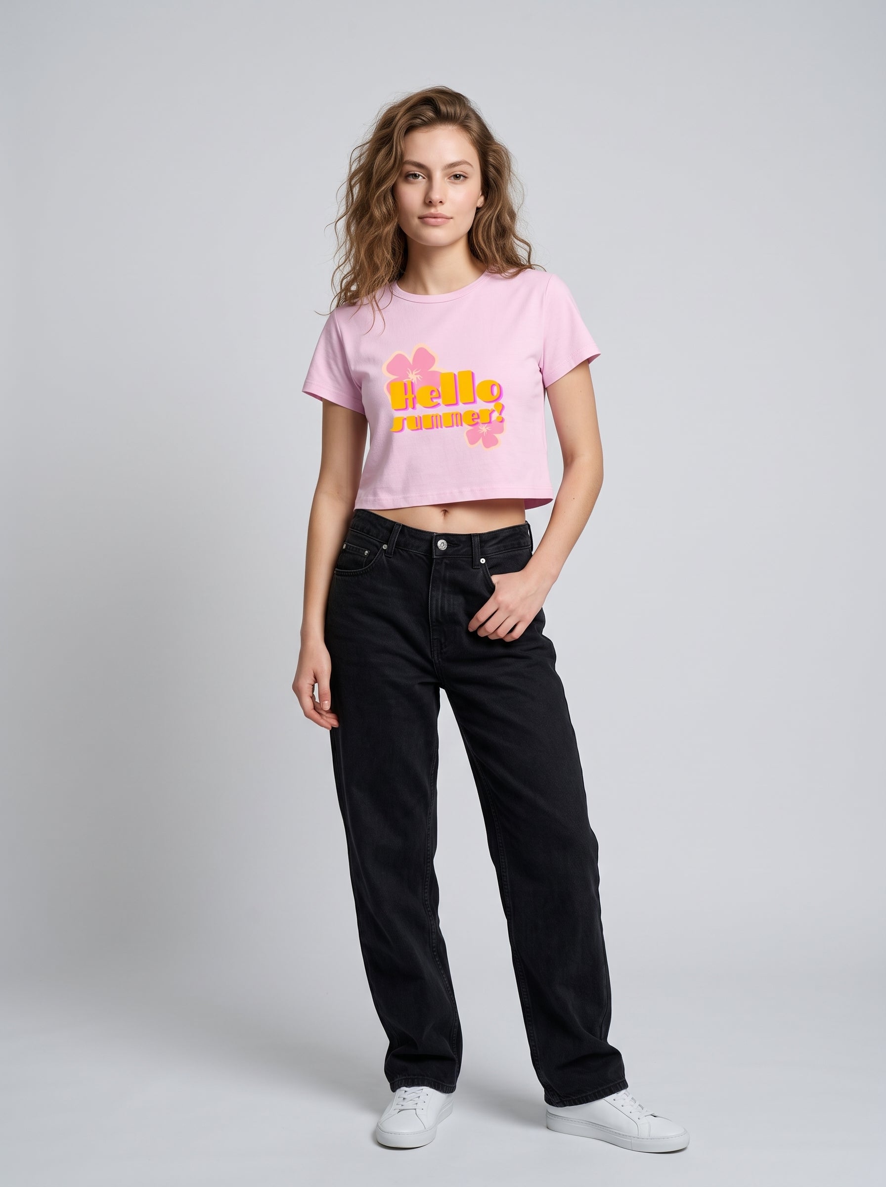 Hello Summer – Light Baby Pink Baby Tee