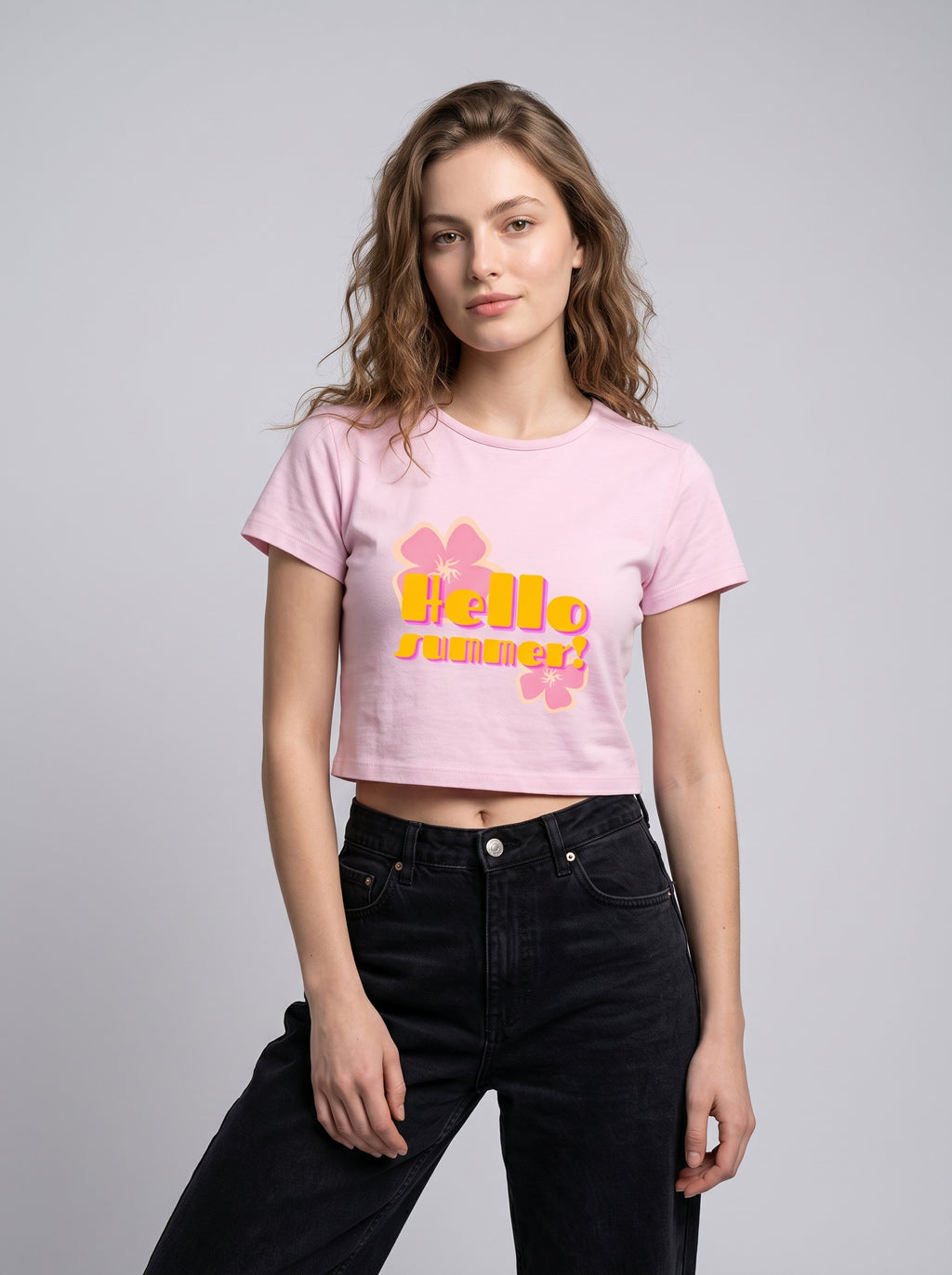 Hello Summer – Light Baby Pink Baby Tee