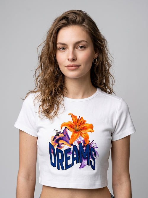 DREAMS – White Baby Tee