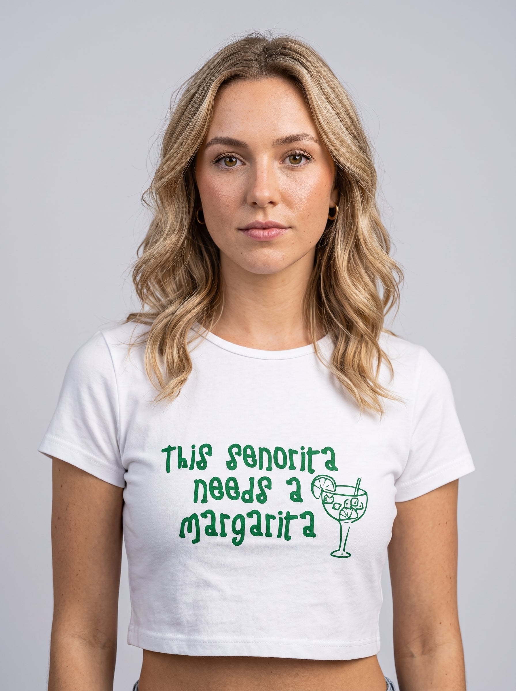Senorita Needs a Margarita – White Baby Tee