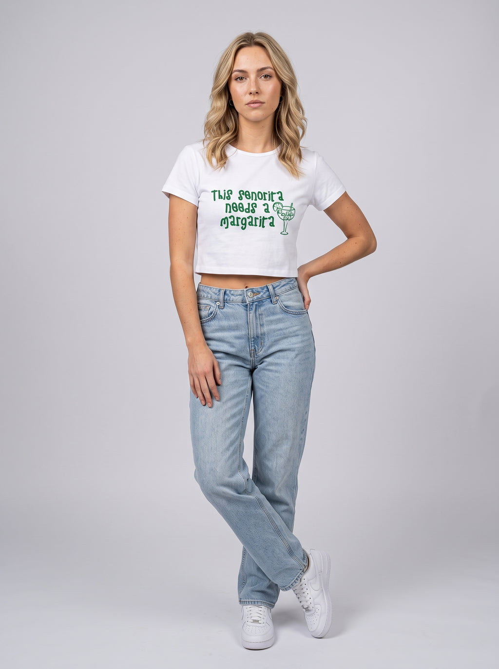 Senorita Needs a Margarita – White Baby Tee
