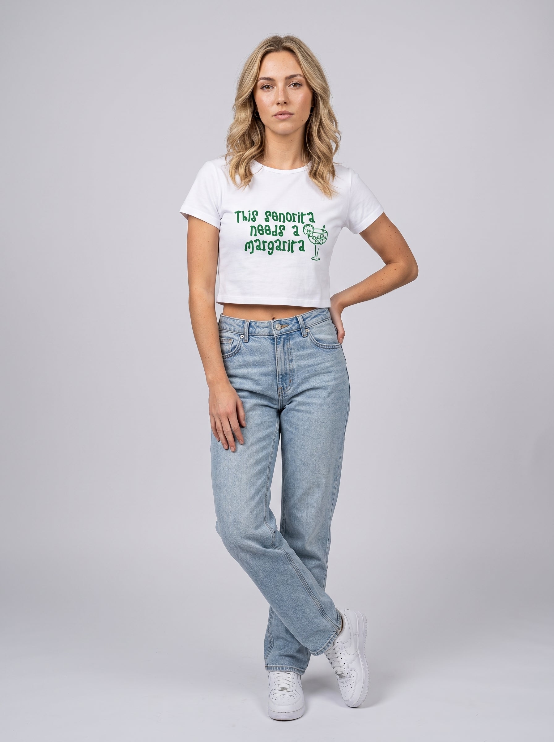 Senorita Needs a Margarita – White Baby Tee