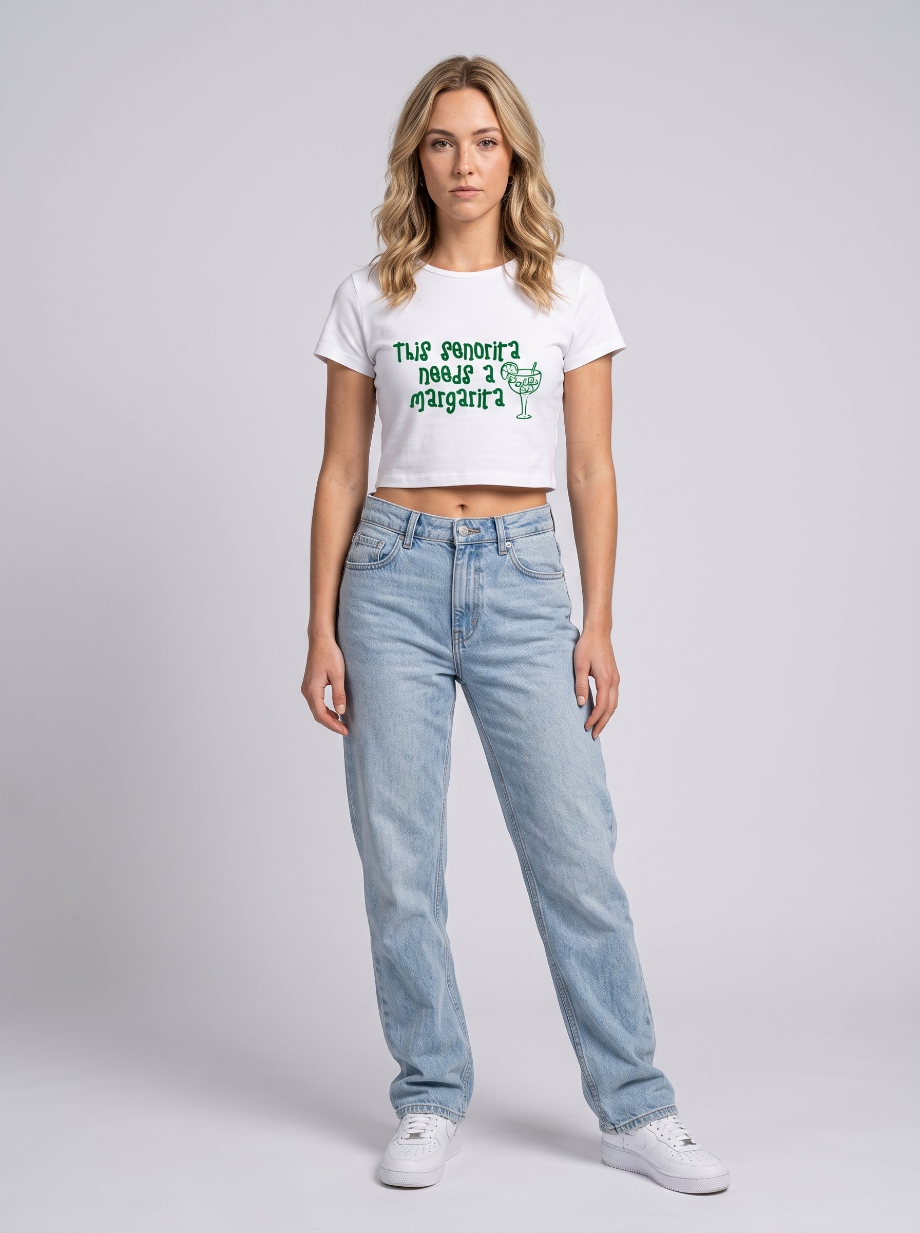 Senorita Needs a Margarita – White Baby Tee