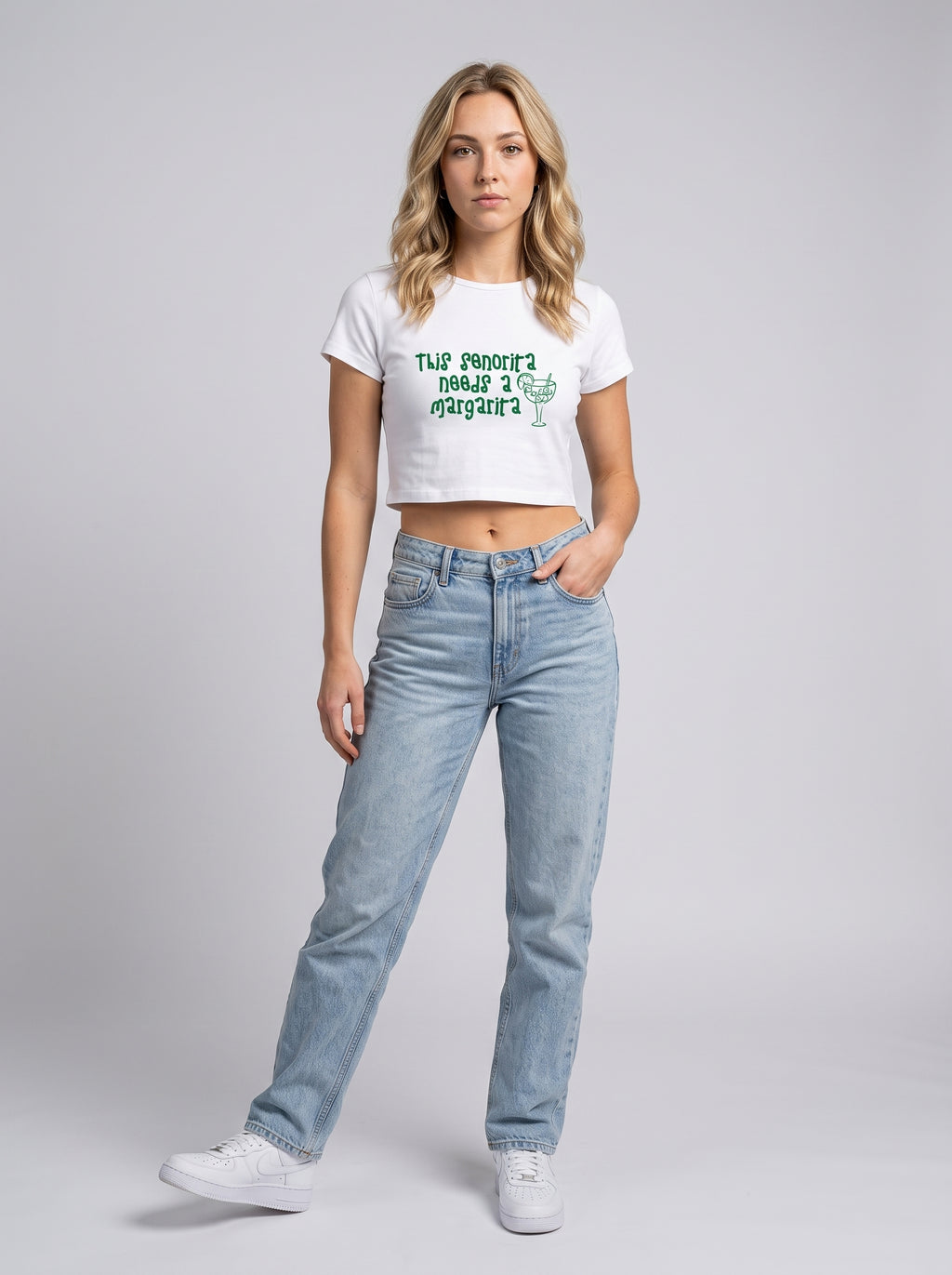 Senorita Needs a Margarita – White Baby Tee