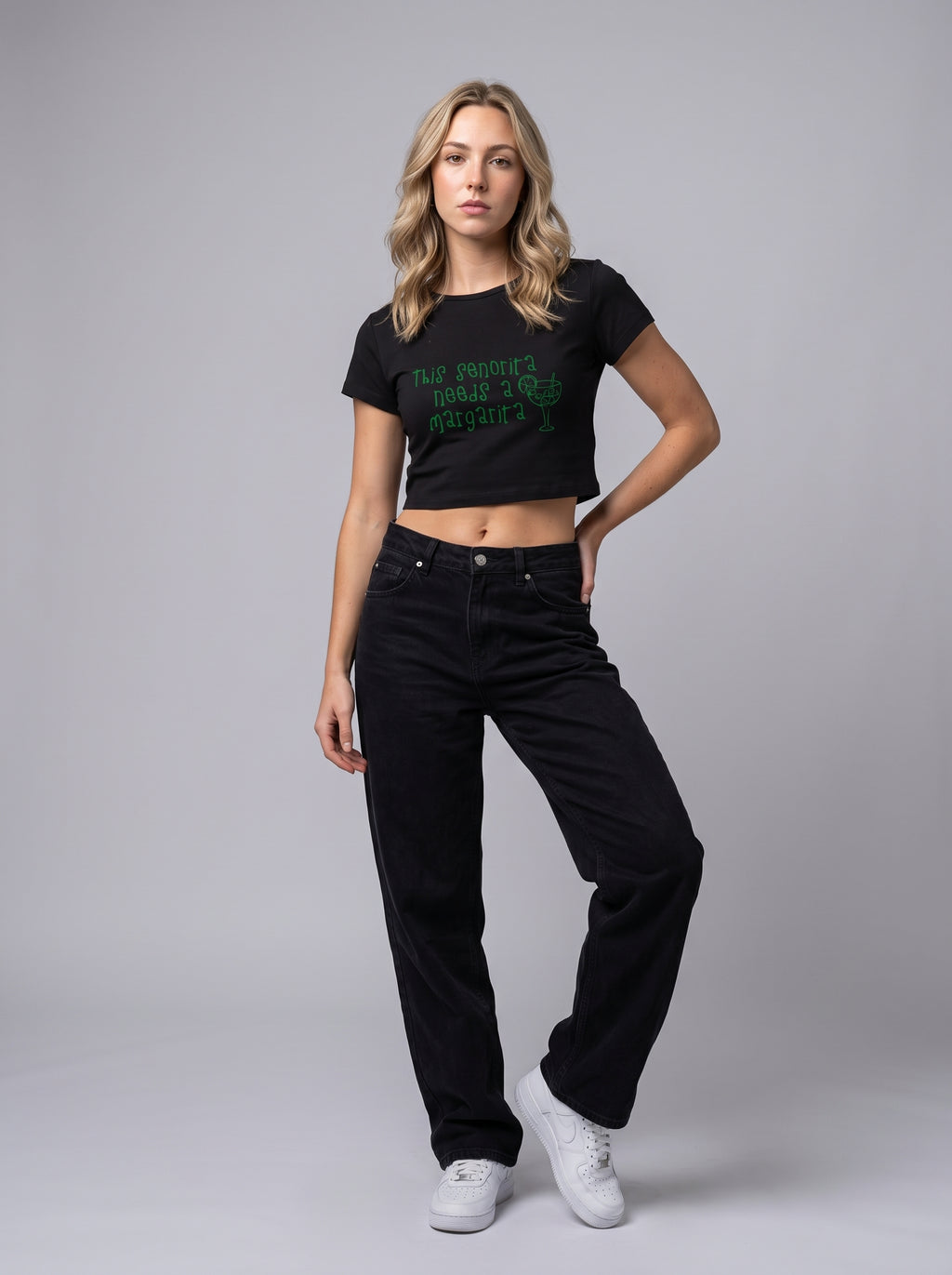 Senorita Needs a Margarita – Black Baby Tee