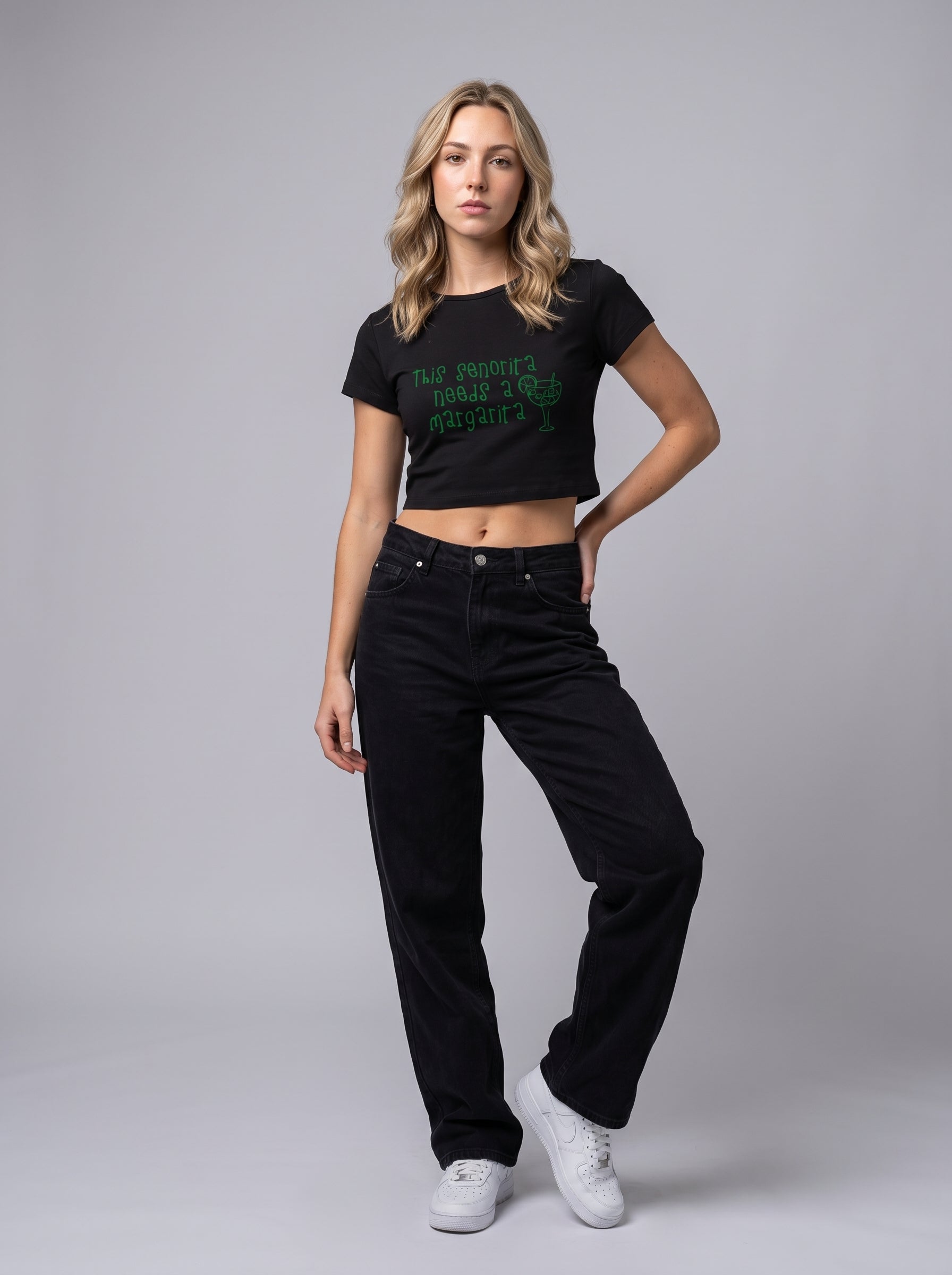 Senorita Needs a Margarita – Black Baby Tee