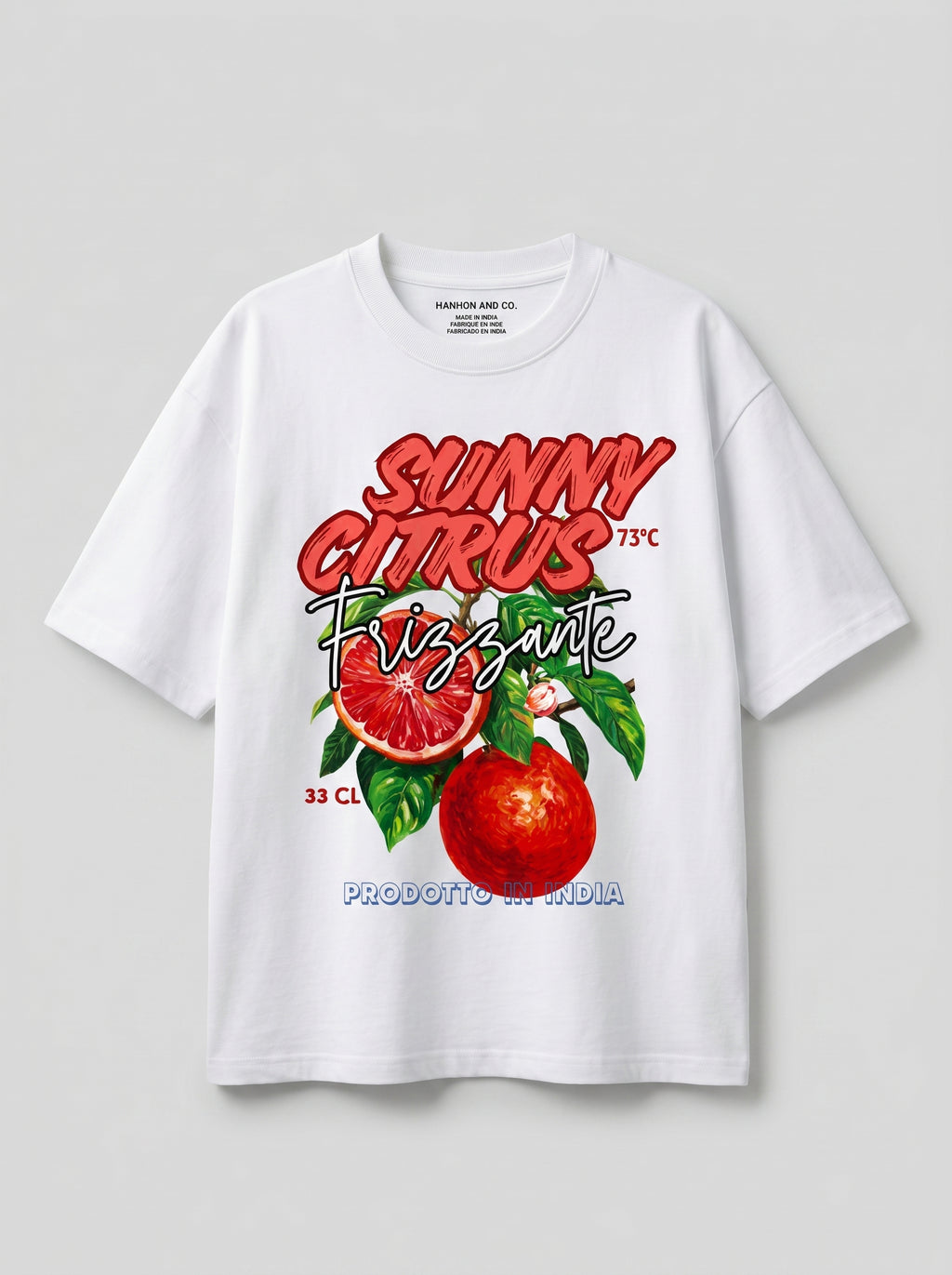 Sunny Citrus – White Oversized T-Shirt