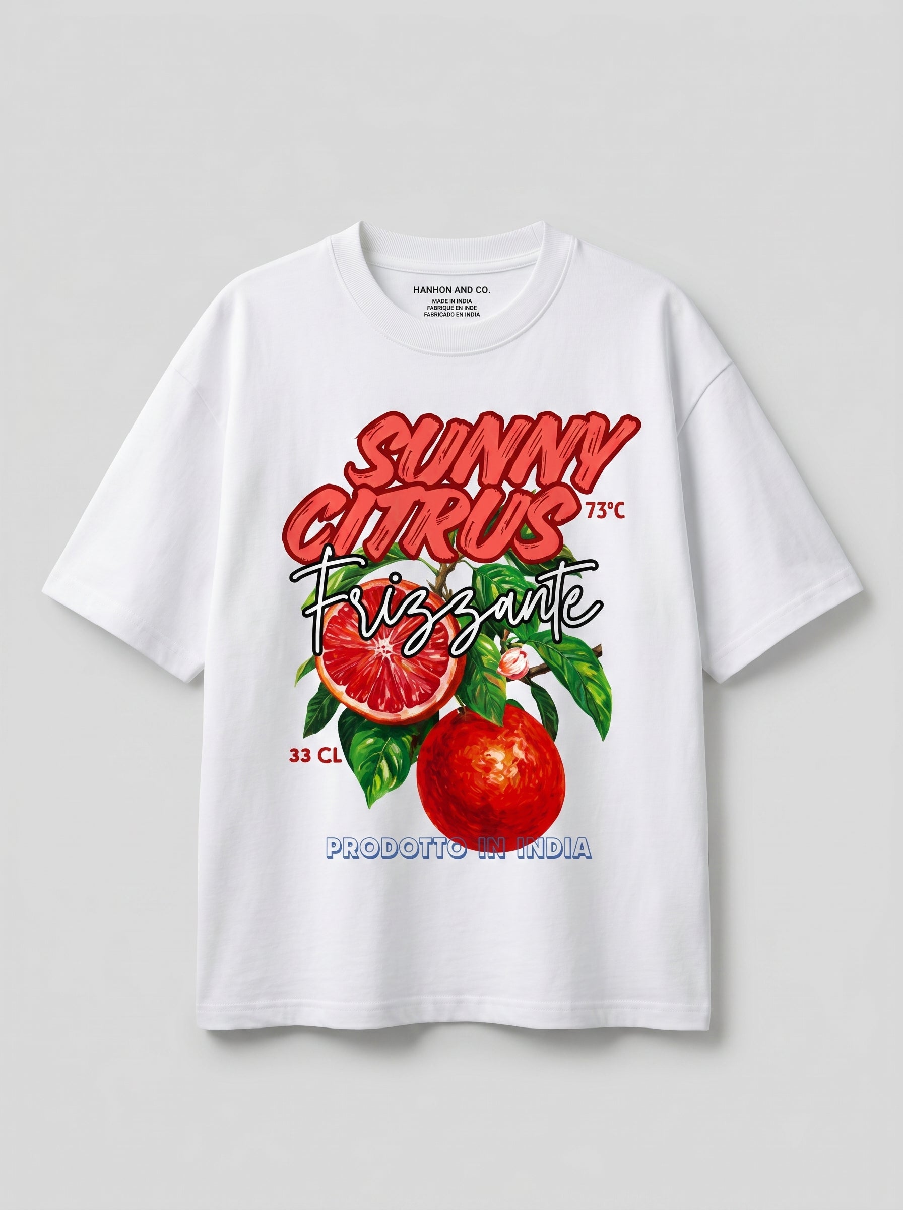 Sunny Citrus – White Oversized T-Shirt