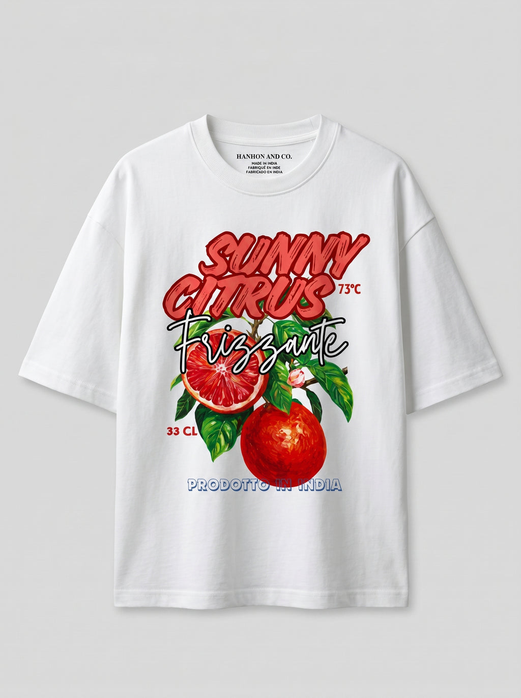 Sunny Citrus – White Oversized T-Shirt