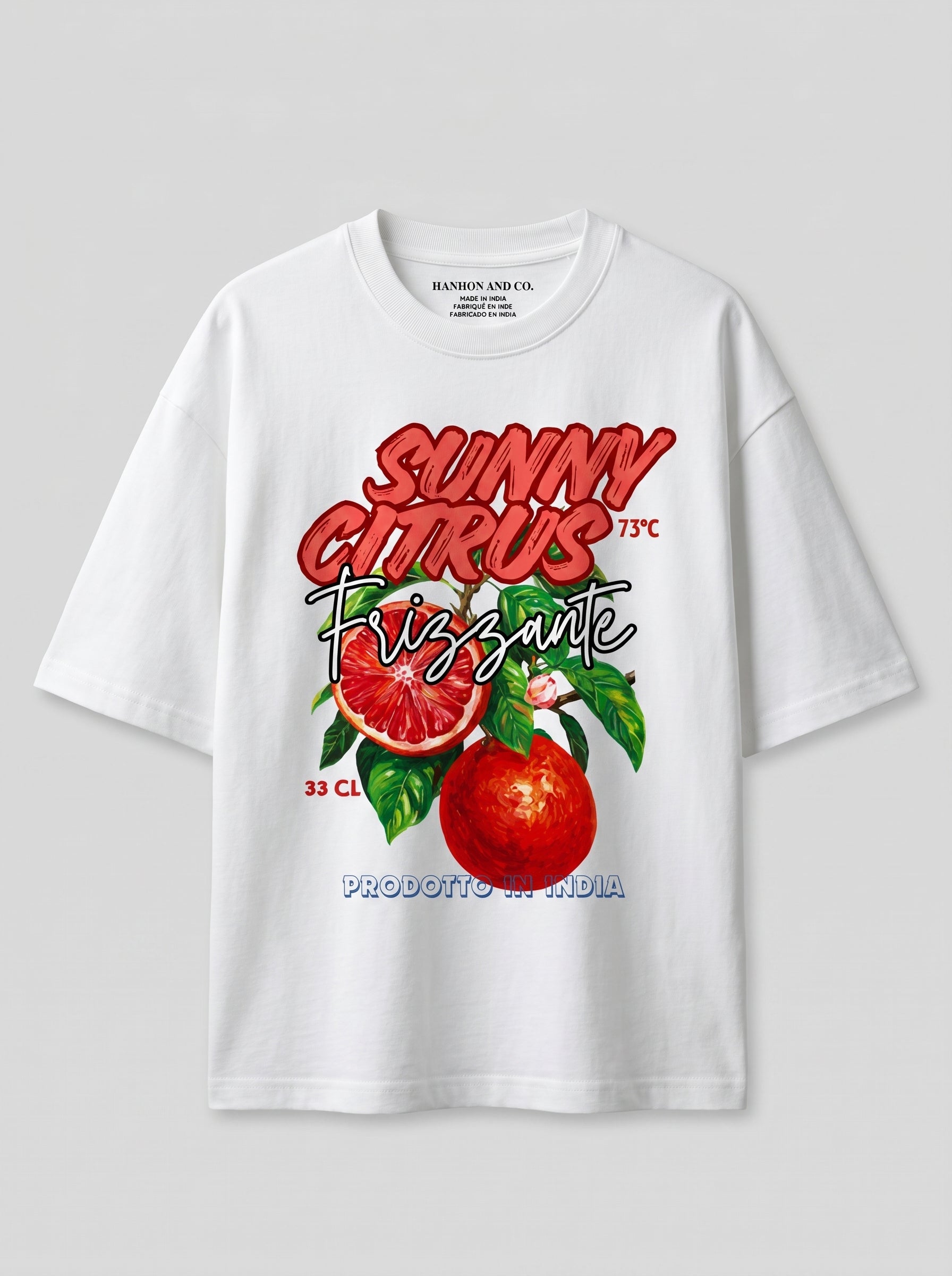 Sunny Citrus – White Oversized T-Shirt