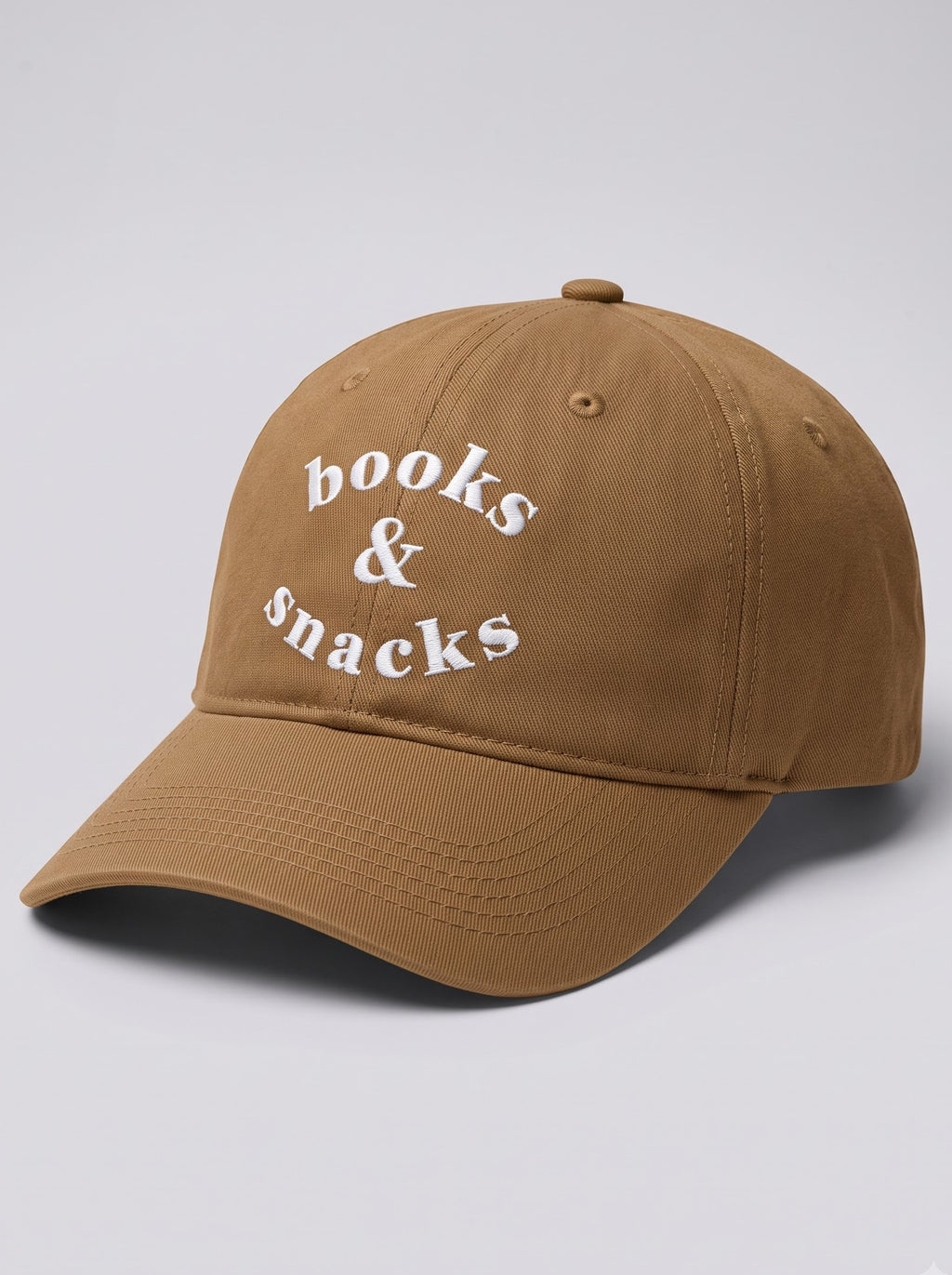 “Books & Snacks” Embroidered Cap – Khaki