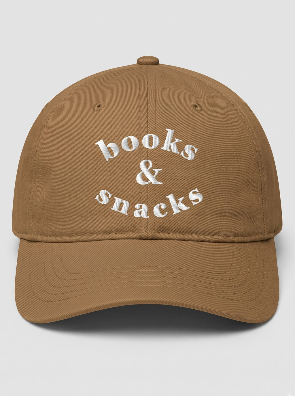 “Books & Snacks” Embroidered Cap – Khaki