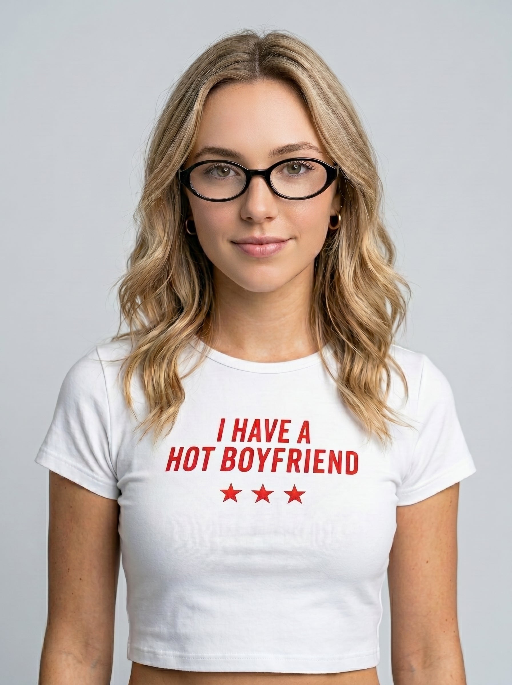 I HAVE A HOT BOYFRIEND – White Baby Tee