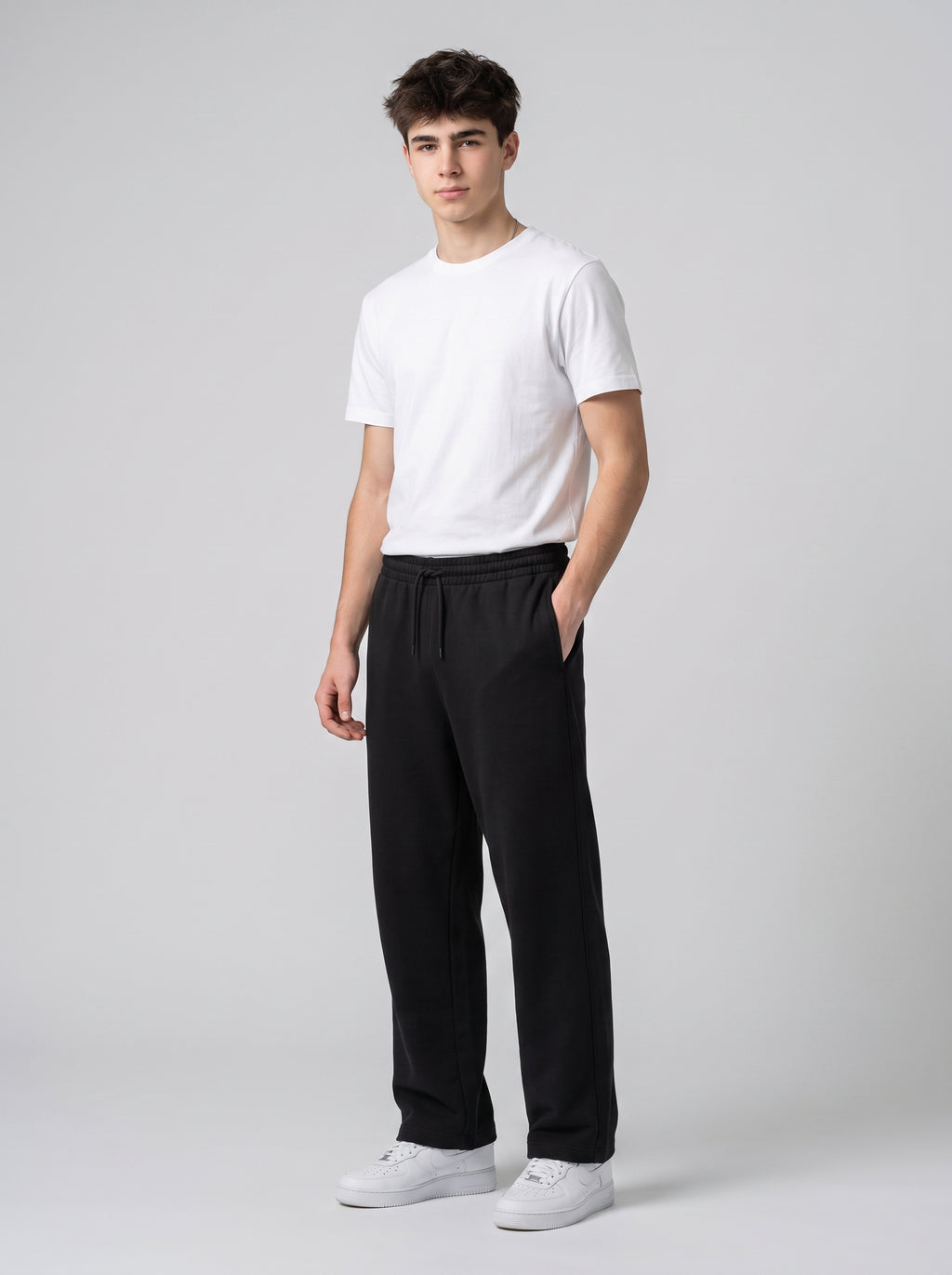 Unisex Black Terry Sweatpants - Relaxed Fit