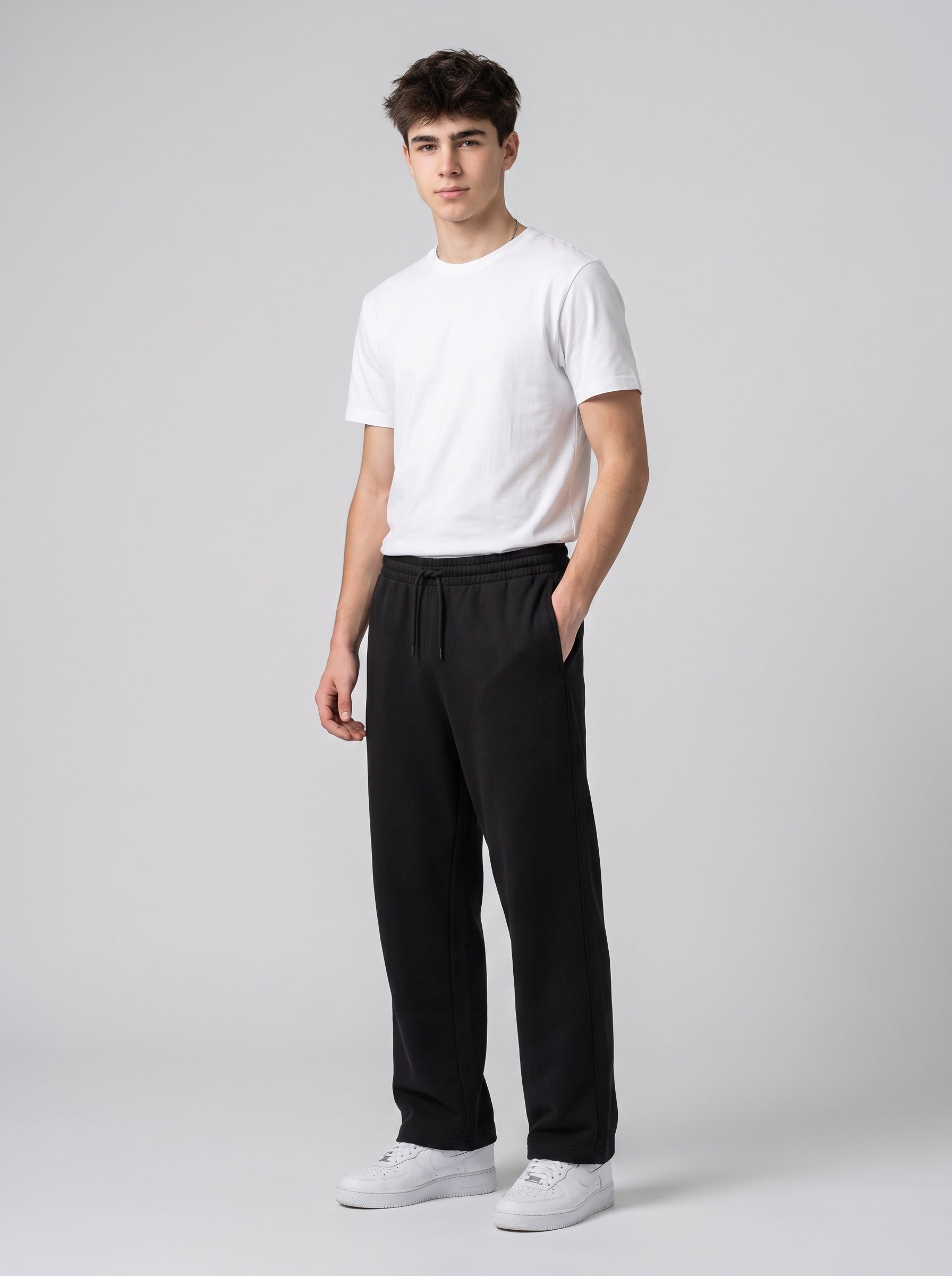 Unisex Black Terry Sweatpants - Relaxed Fit