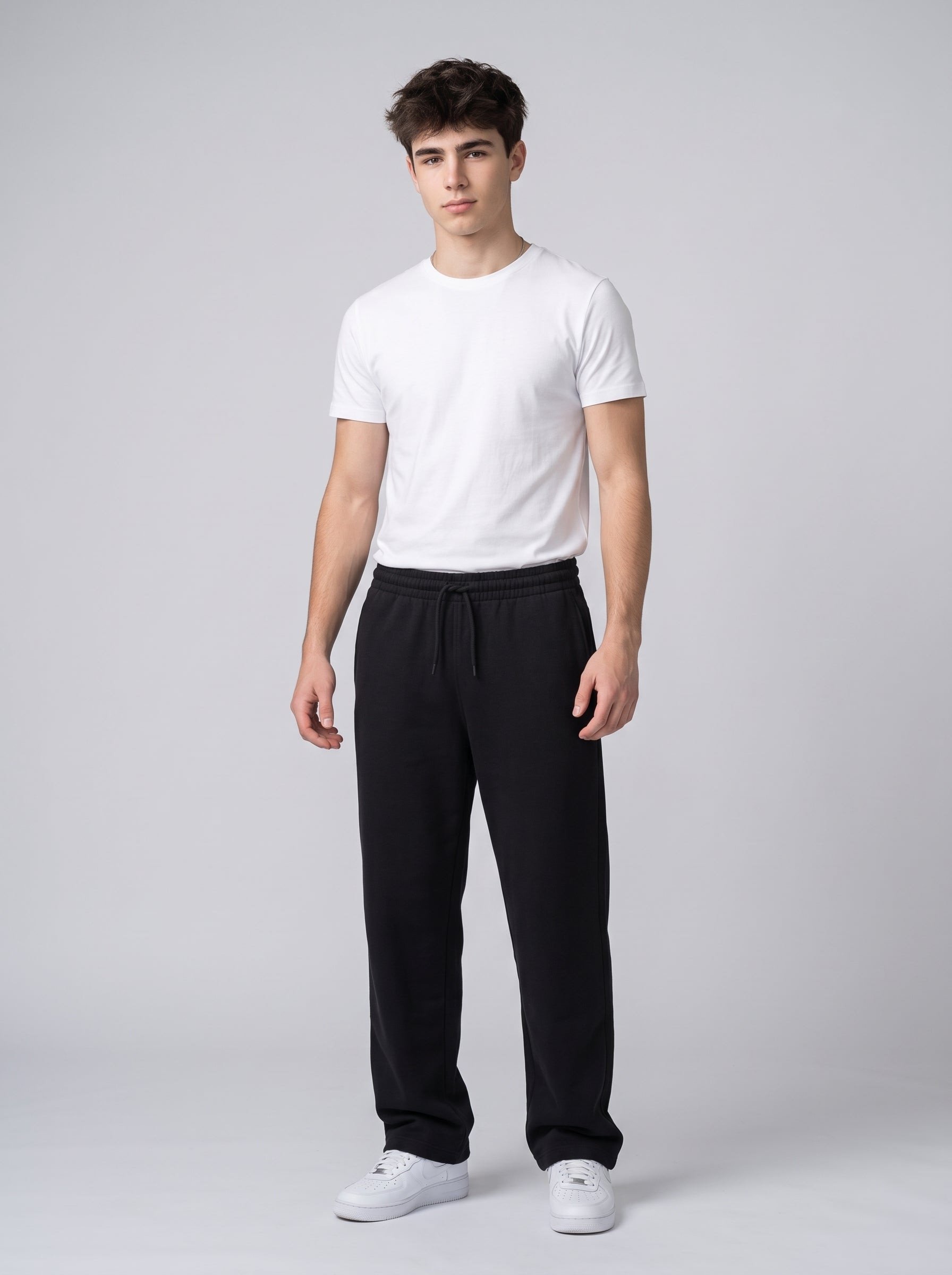 Unisex Black Terry Sweatpants - Relaxed Fit