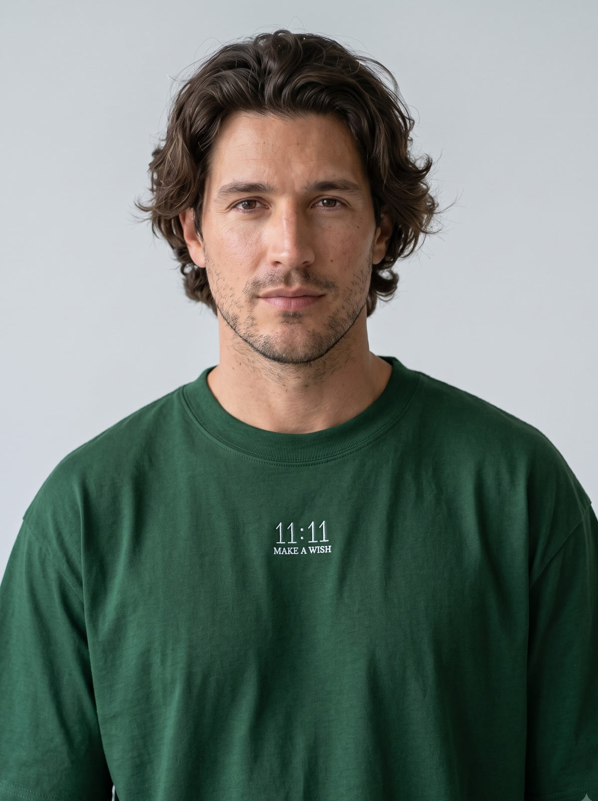 11:11 Make a Wish - Bottle Green Oversized T‑Shirt