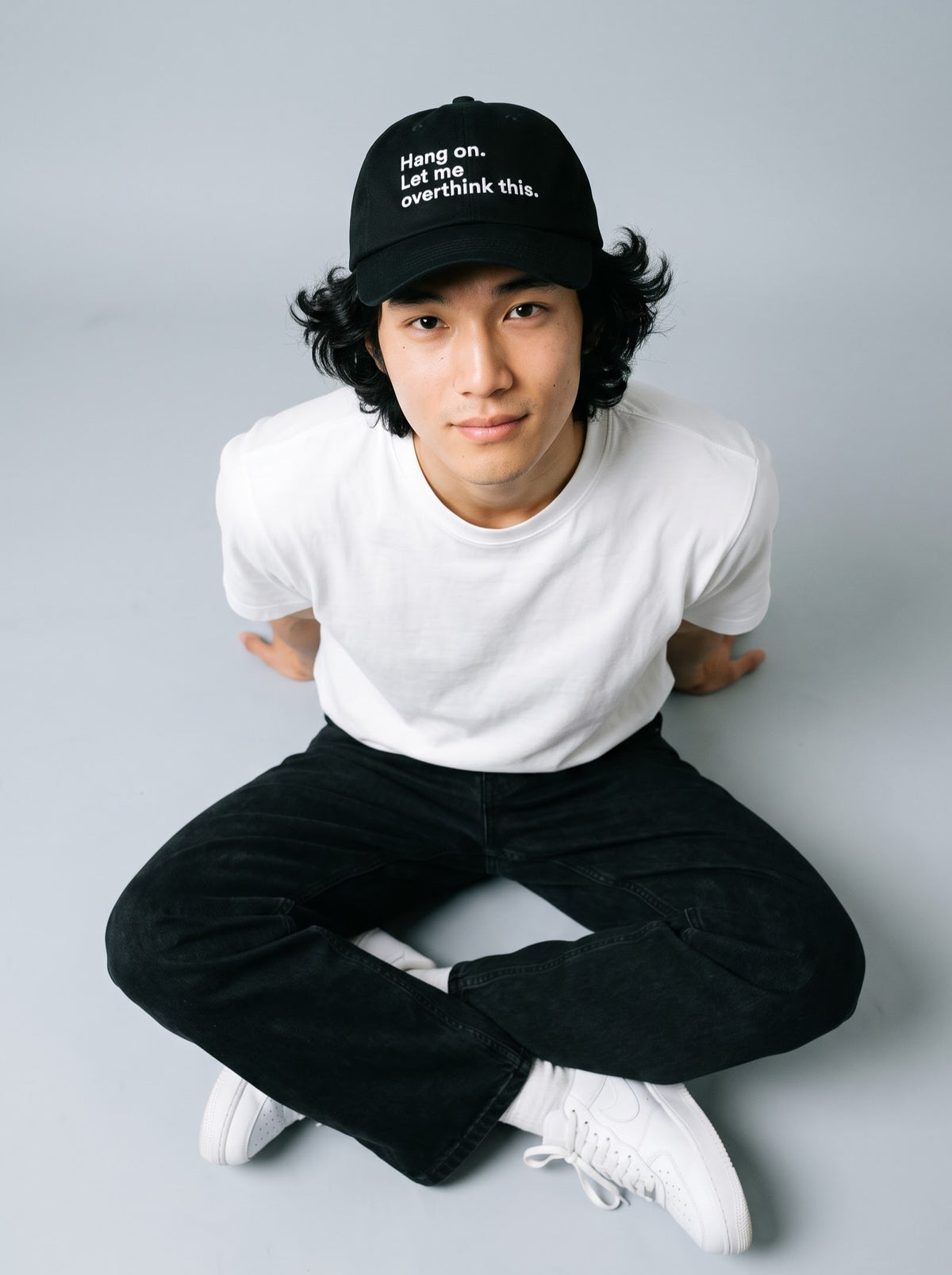 “Hang On. Let Me Overthink This.” Embroidered Cap – Black