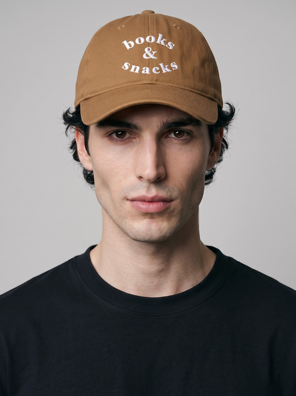 “Books & Snacks” Embroidered Cap – Khaki