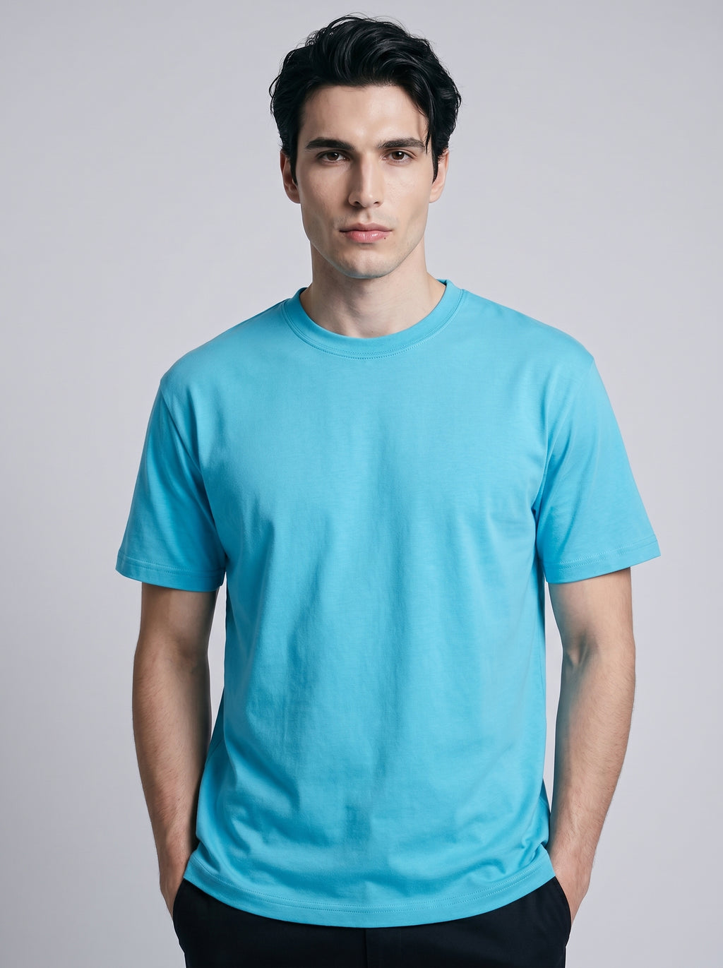 Essential Sky Blue Cotton T-Shirt - Regular Fit