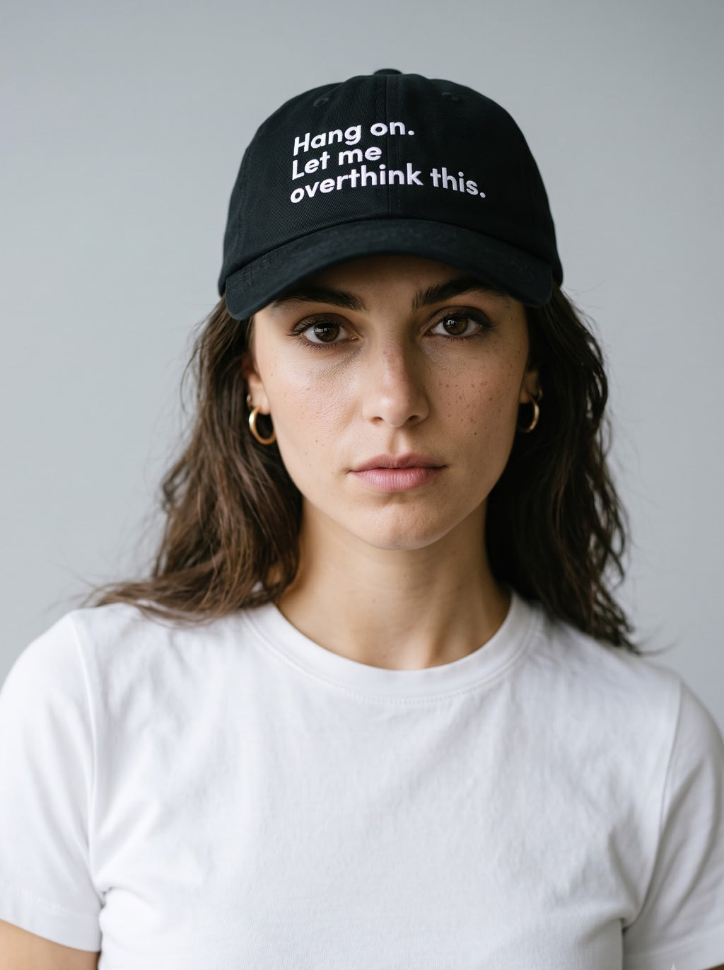 “Hang On. Let Me Overthink This.” Embroidered Cap – Black