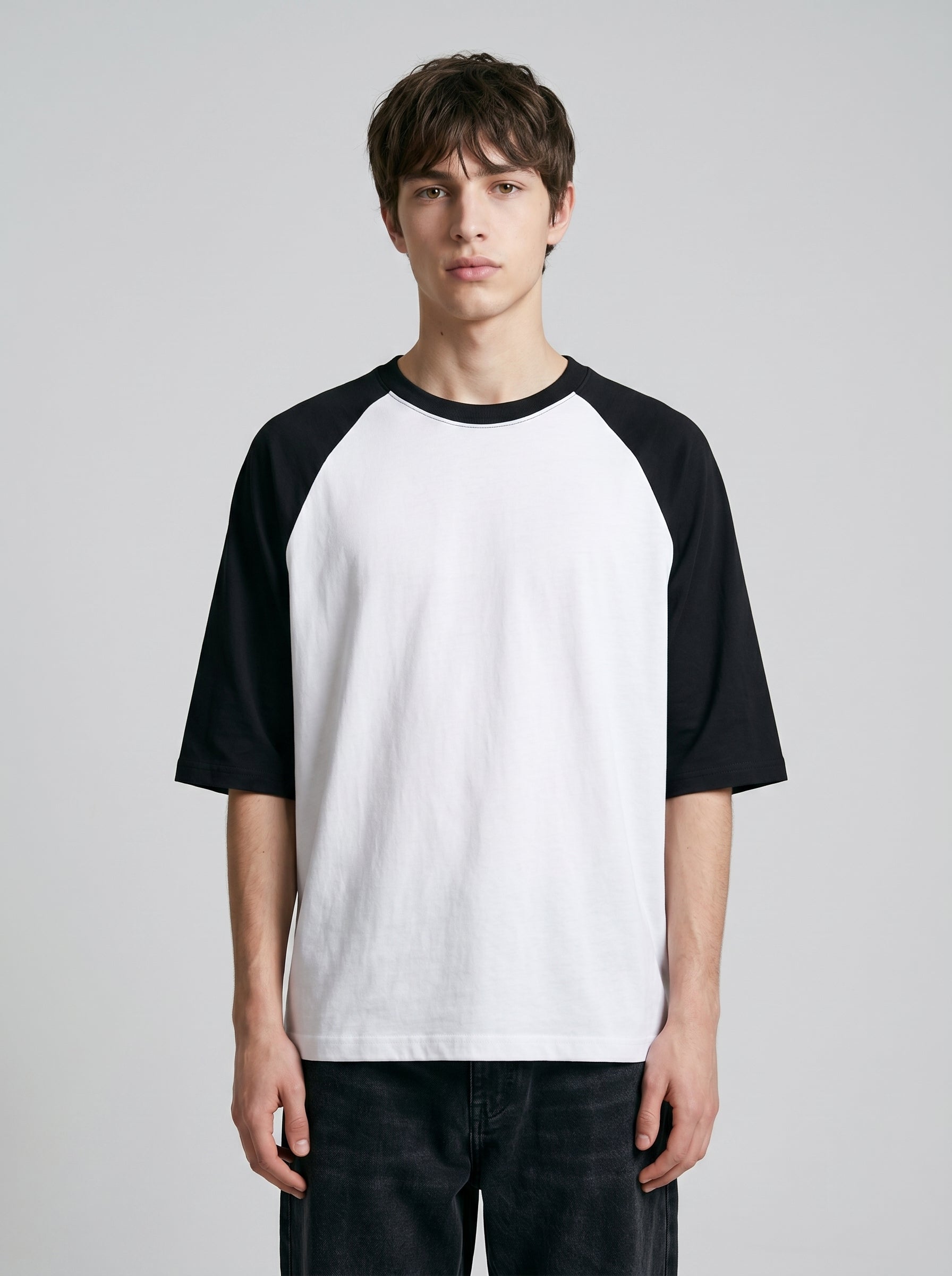 Oversized Raglan T-Shirt – Unisex Black White