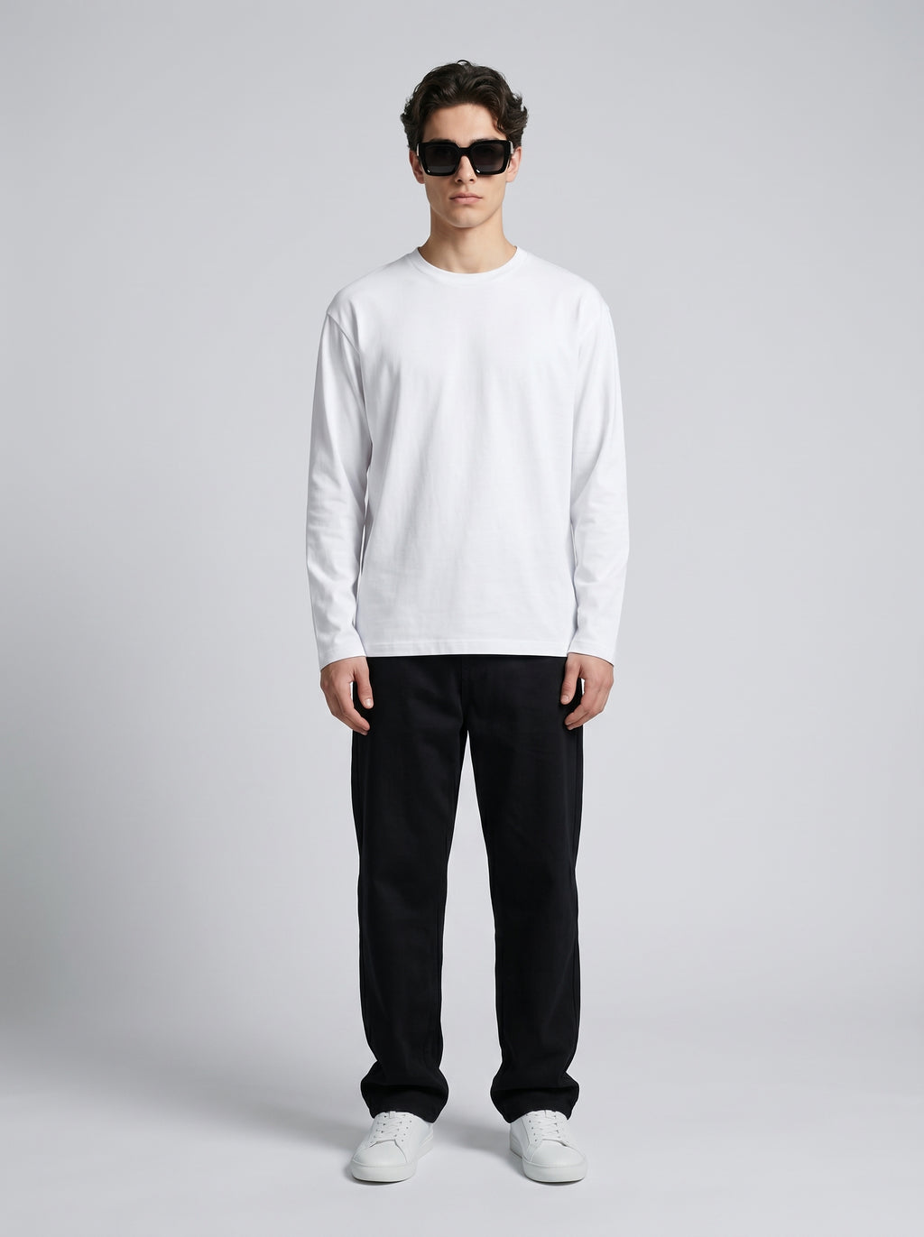 Everyday Full Sleeve Tee – White Unisex Regular Fit