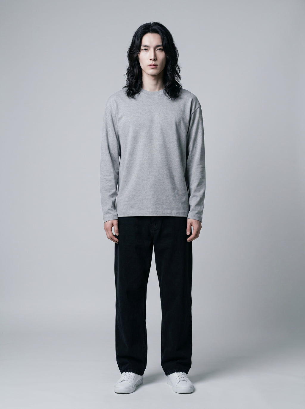Everyday Full Sleeve Tee – Grey Melange Unisex Regular Fit