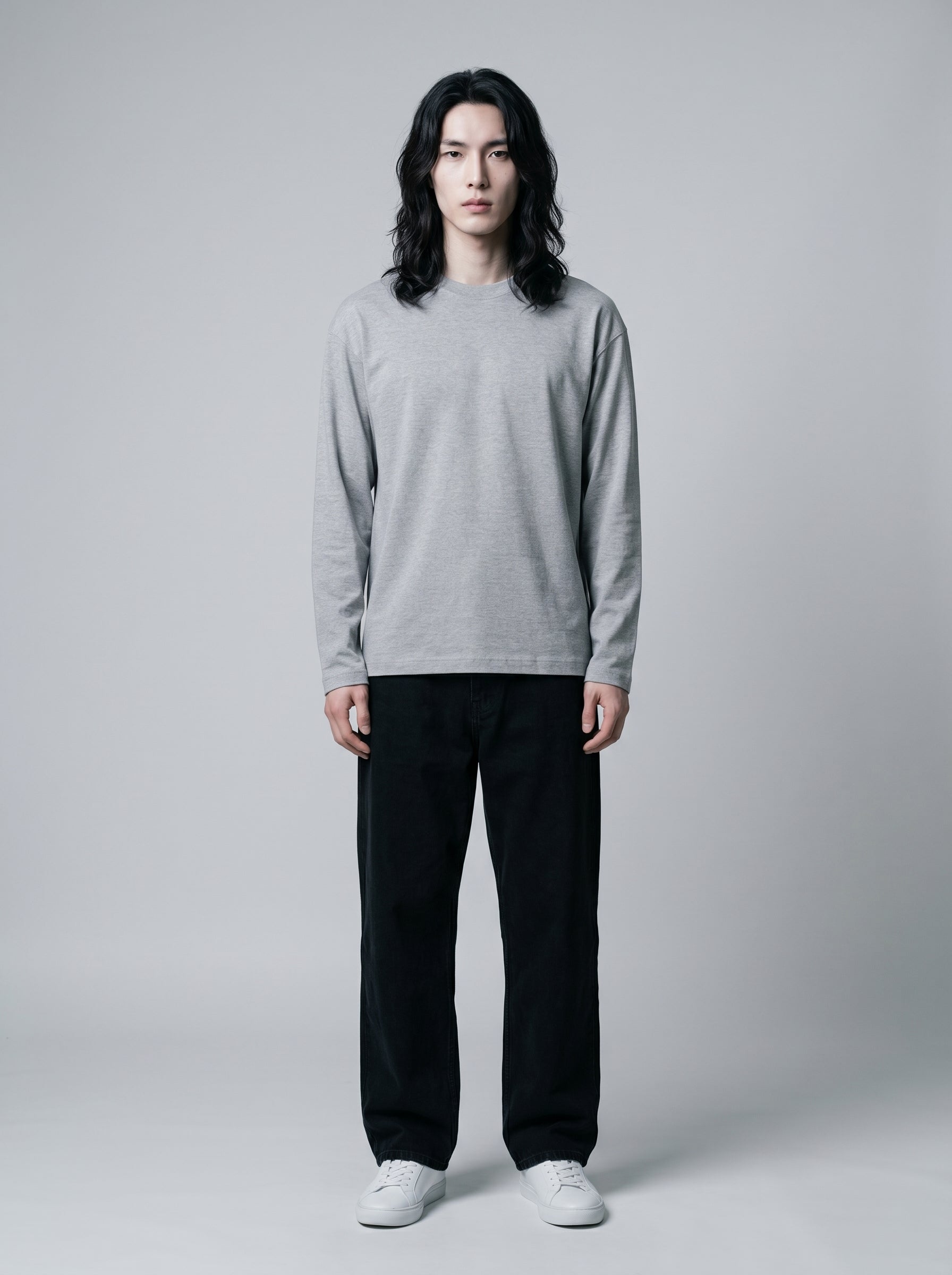 Everyday Full Sleeve Tee – Grey Melange Unisex Regular Fit