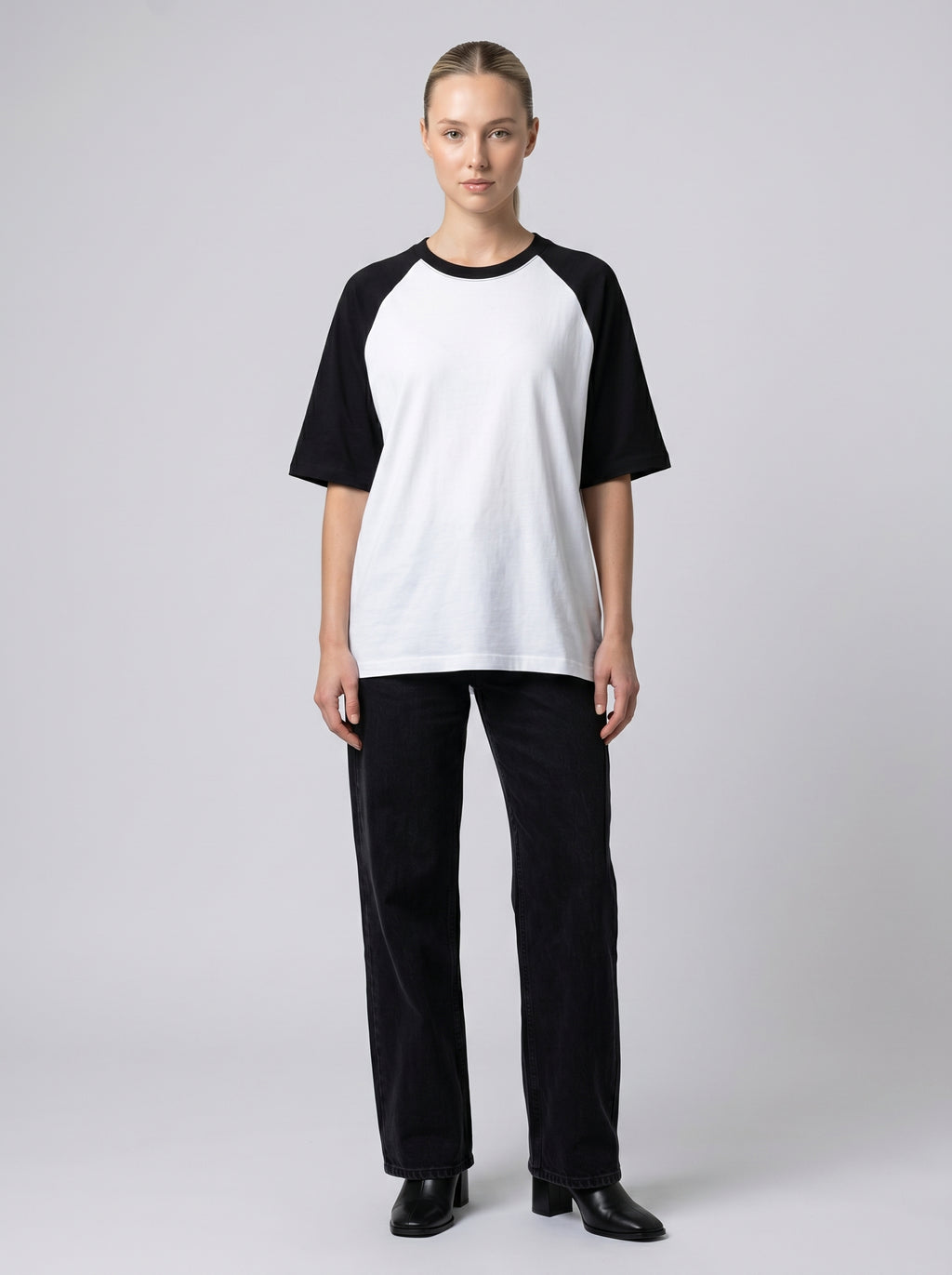 Oversized Raglan T-Shirt – Unisex Black White