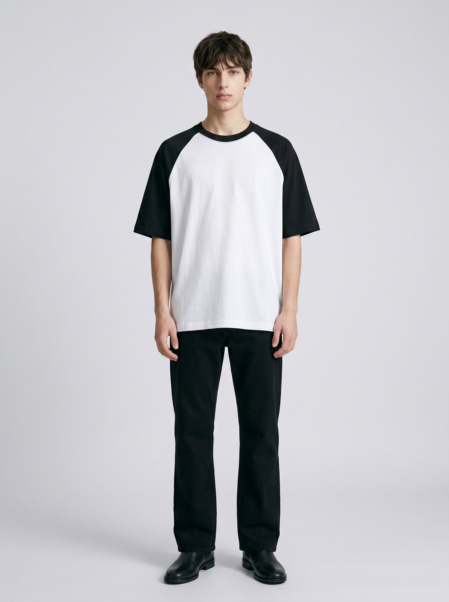 Oversized Raglan T-Shirt – Unisex Black White