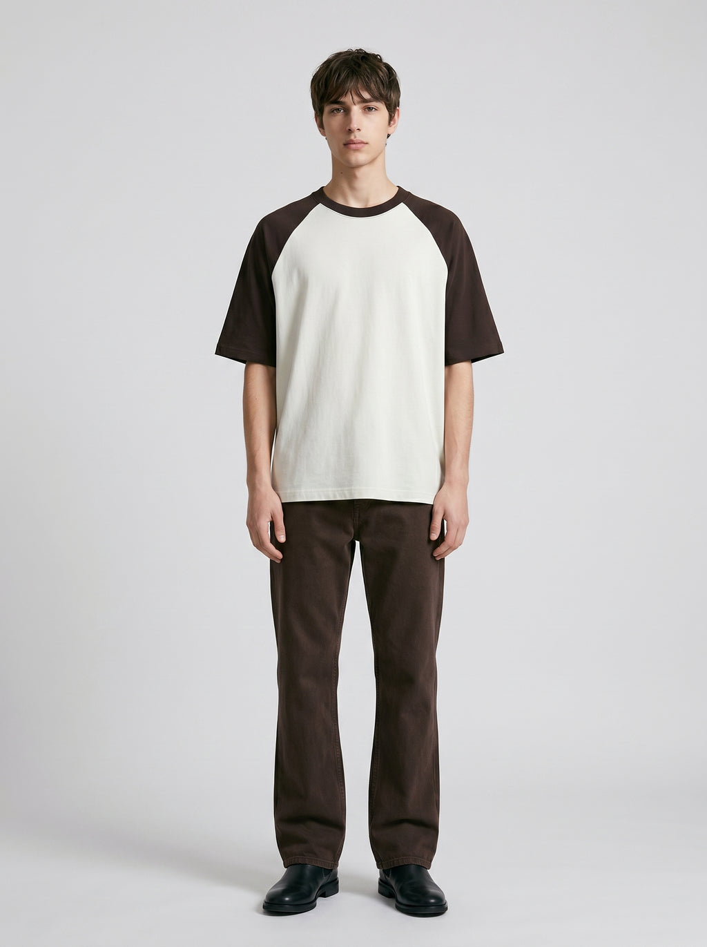 Unisex Oversized Raglan T-Shirt – Coffee Brown Sleeve / Off White Body