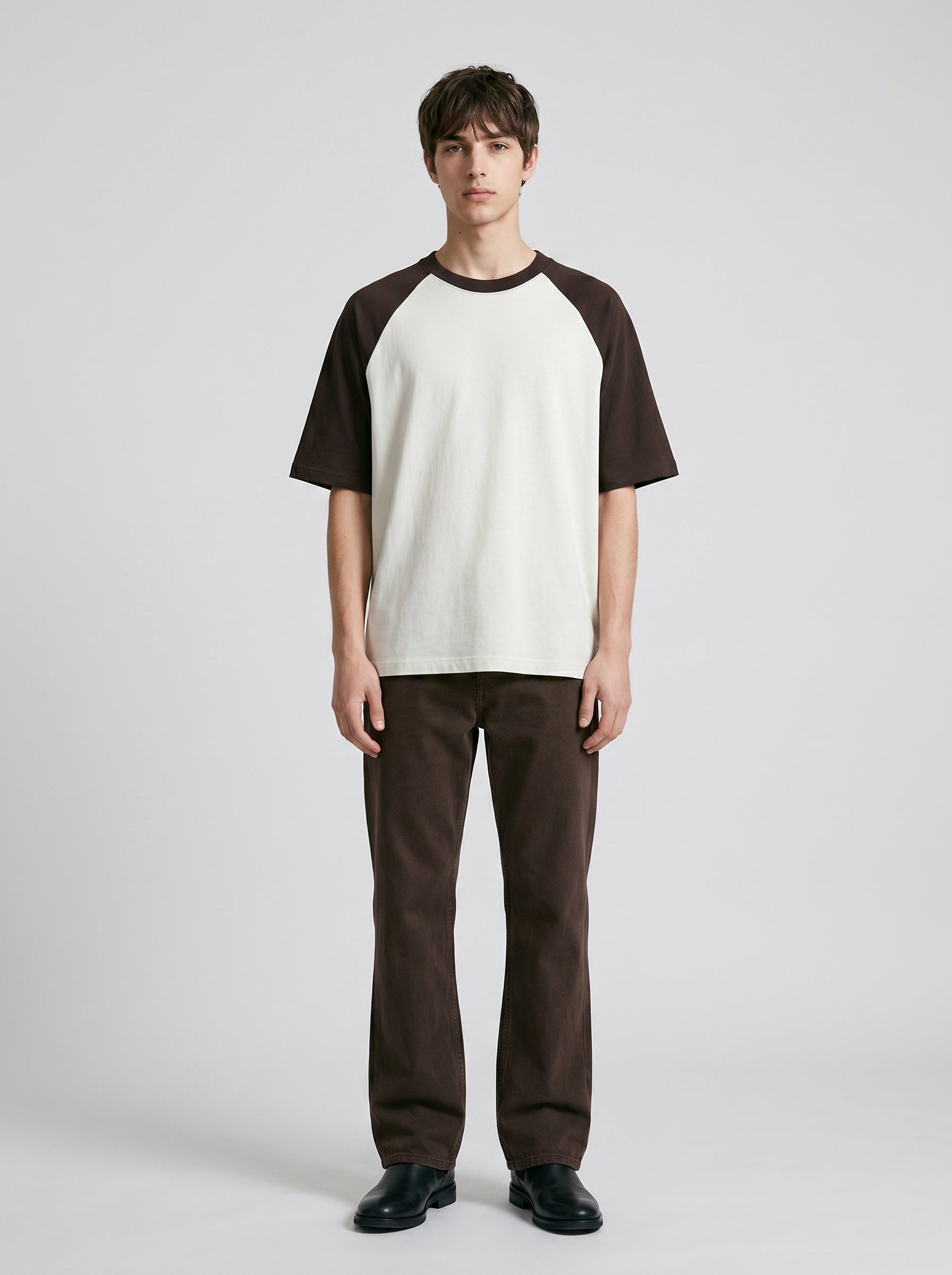 Unisex Oversized Raglan T-Shirt – Coffee Brown Sleeve / Off White Body