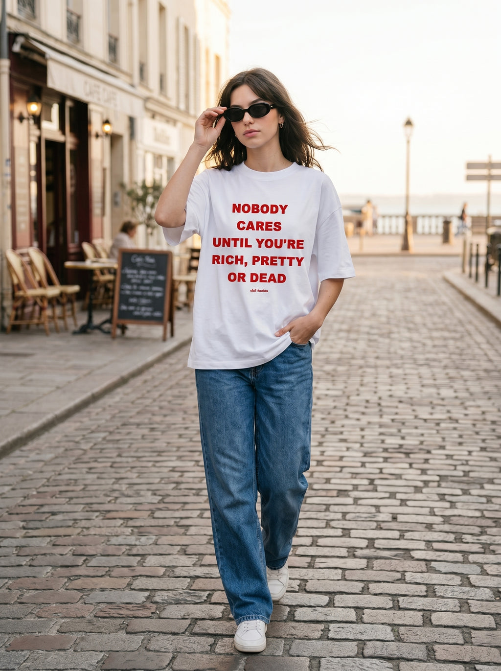 Nobody Cares - White Oversized T-Shirt