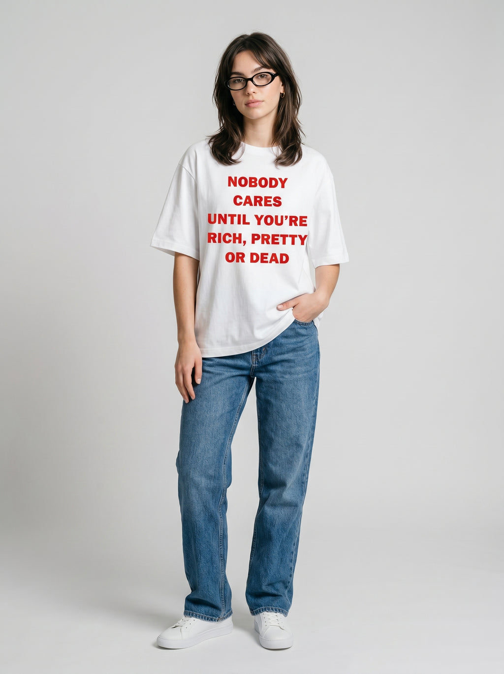 Nobody Cares - White Oversized T-Shirt