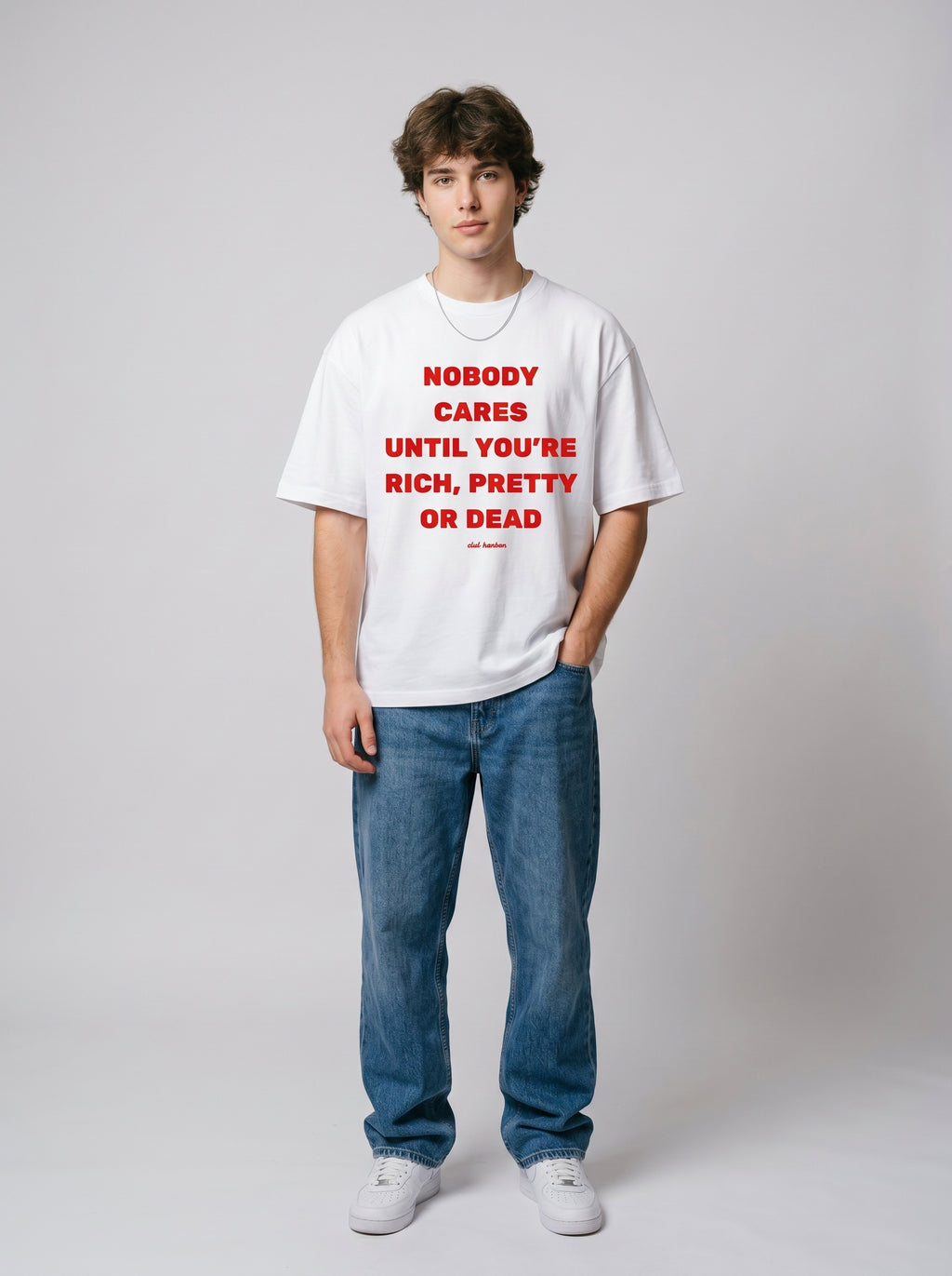 Nobody Cares - White Oversized T-Shirt