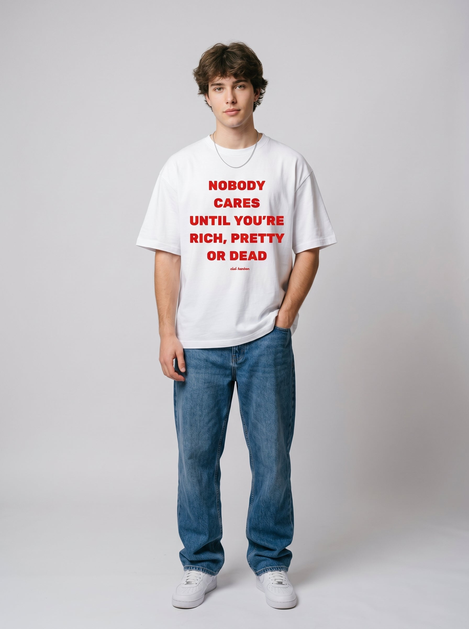Nobody Cares - White Oversized T-Shirt