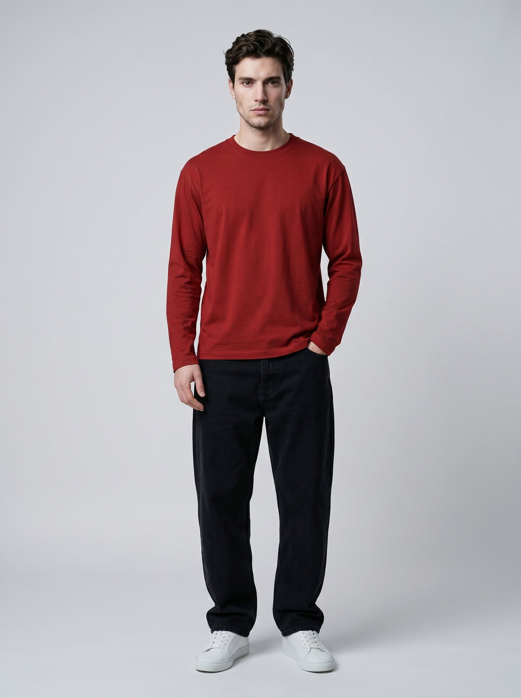 Everyday Full Sleeve Tee – Red Unisex Regular Fit